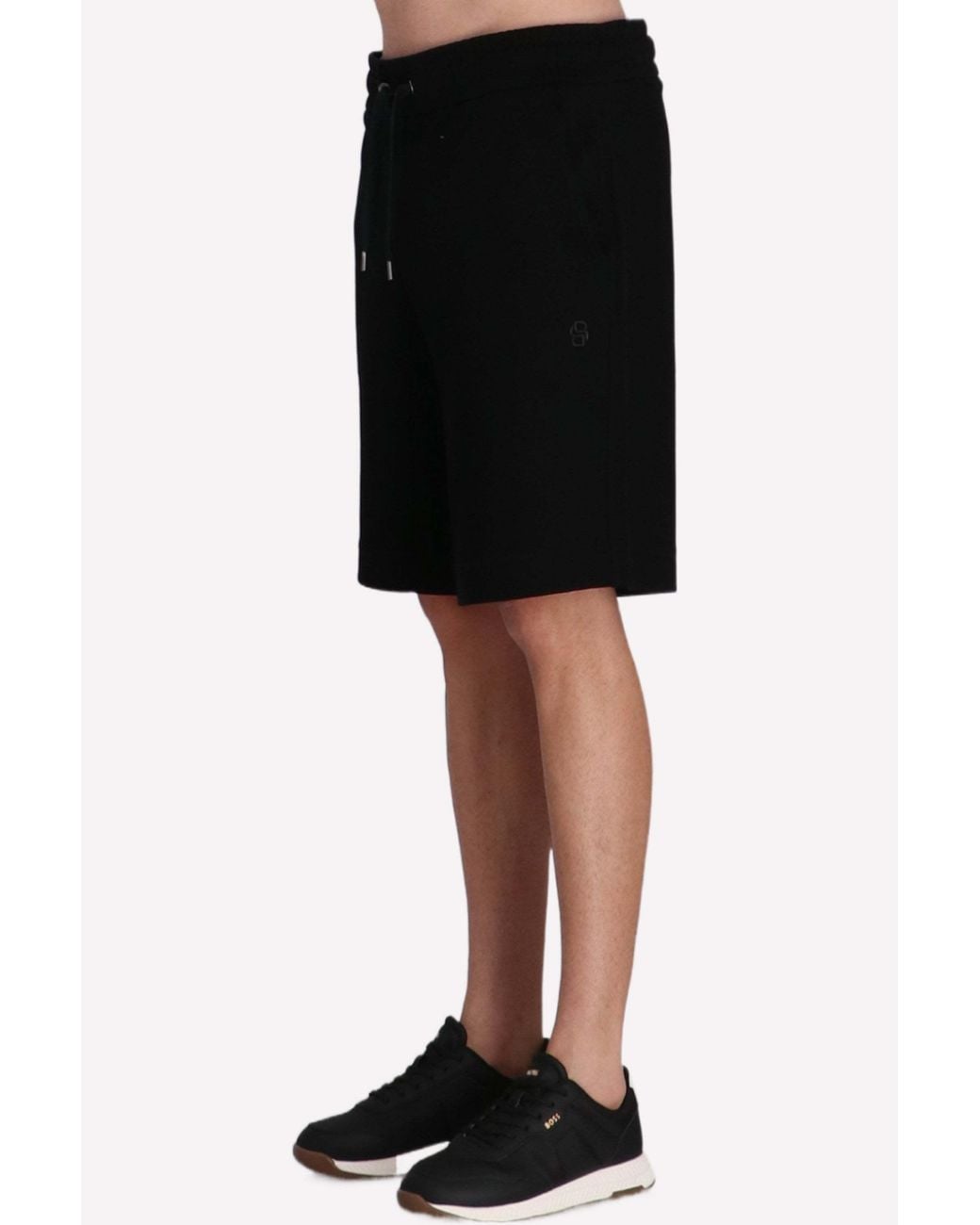 Boss Black Drawstring Cotton Shorts for men