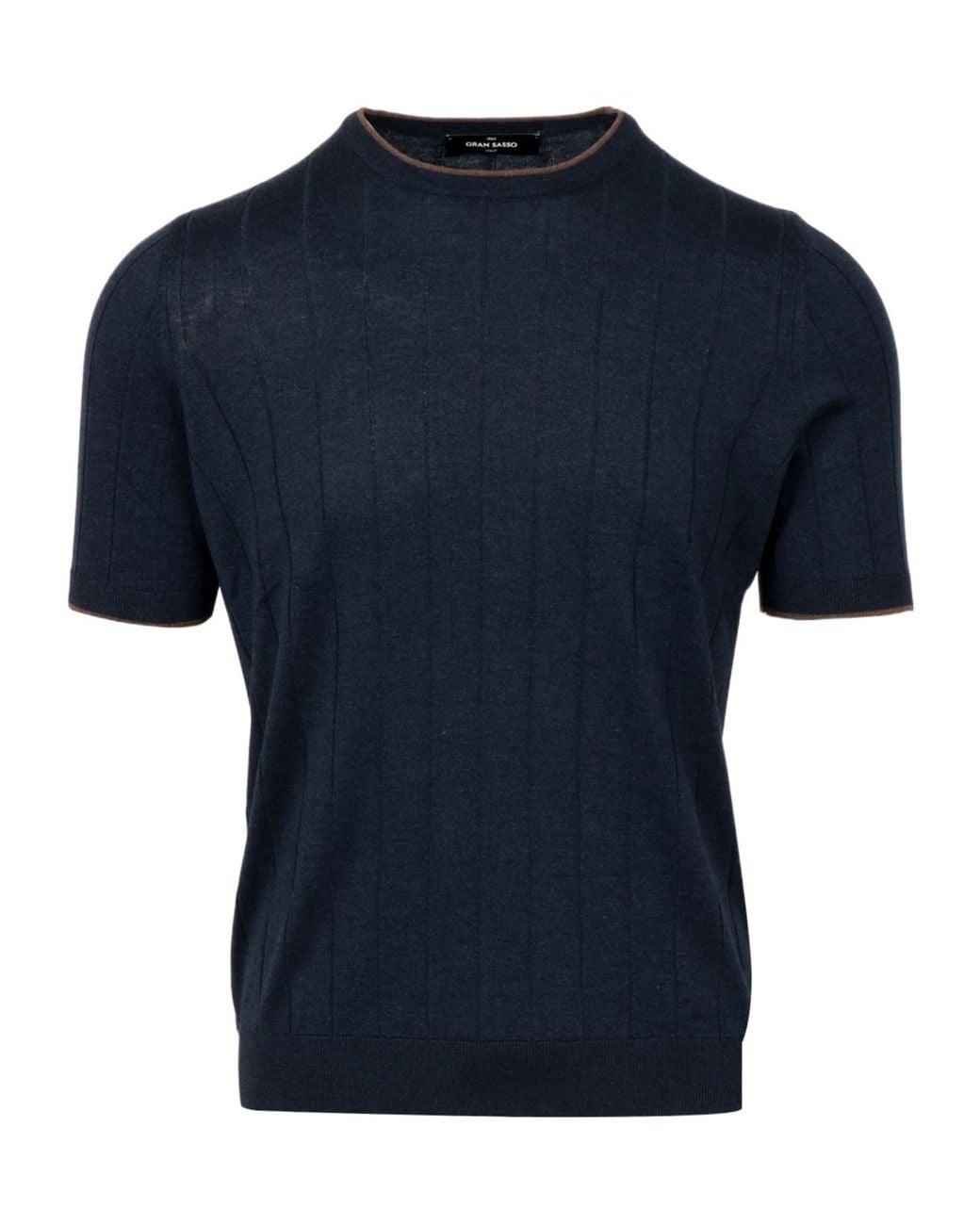Gran Sasso Blue Short-Sleeve Knitted Pullover for men