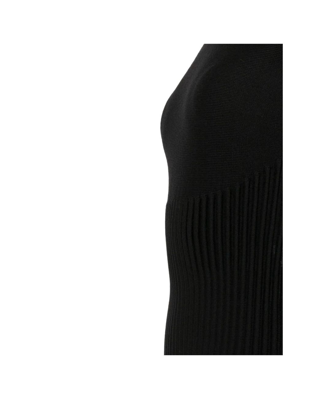 Alaïa Black Alaïa Ribbed Mock-Neck Knitted Top