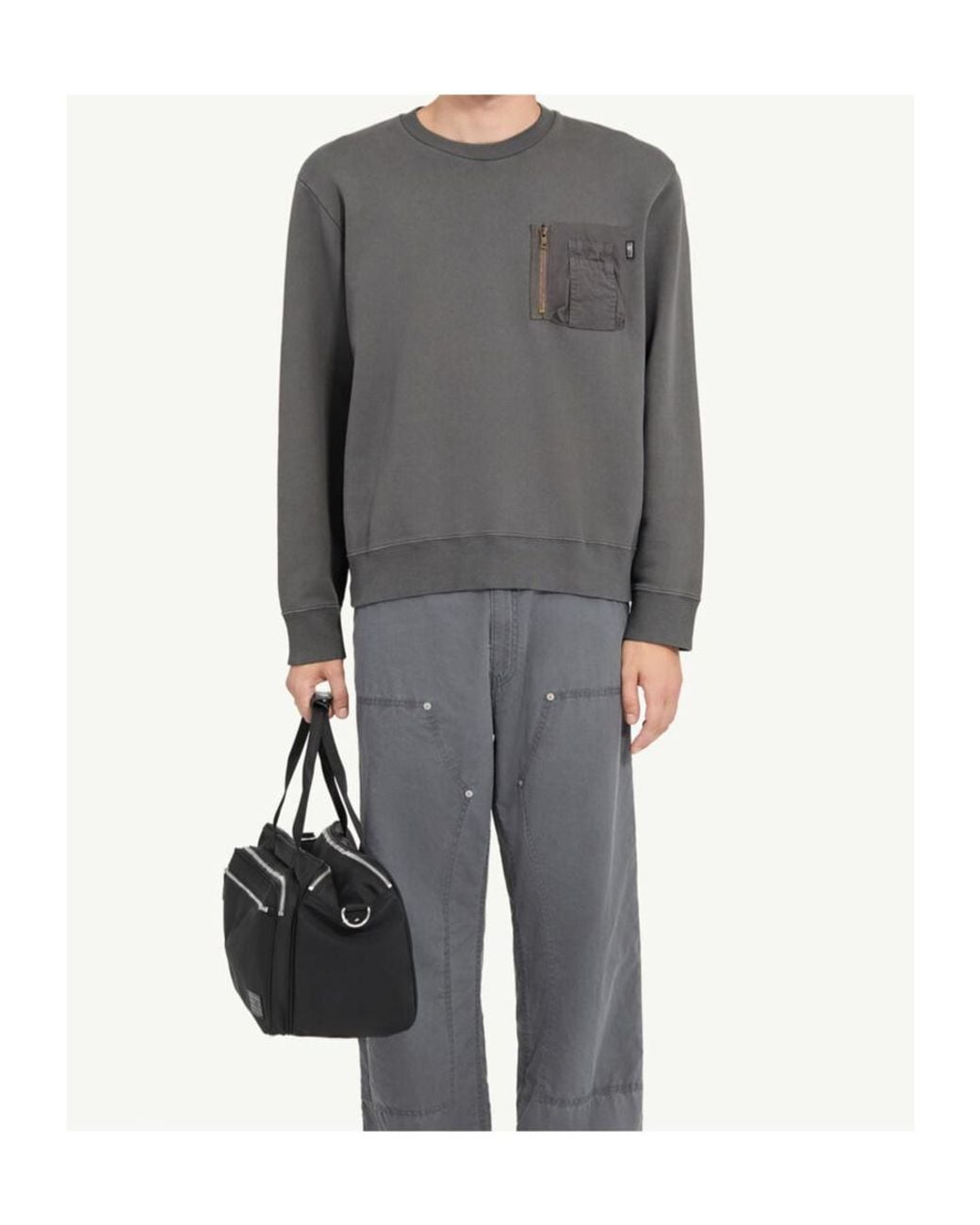 MM6 by Maison Margiela Gray Gabardine Pocket Sweatshirt for men