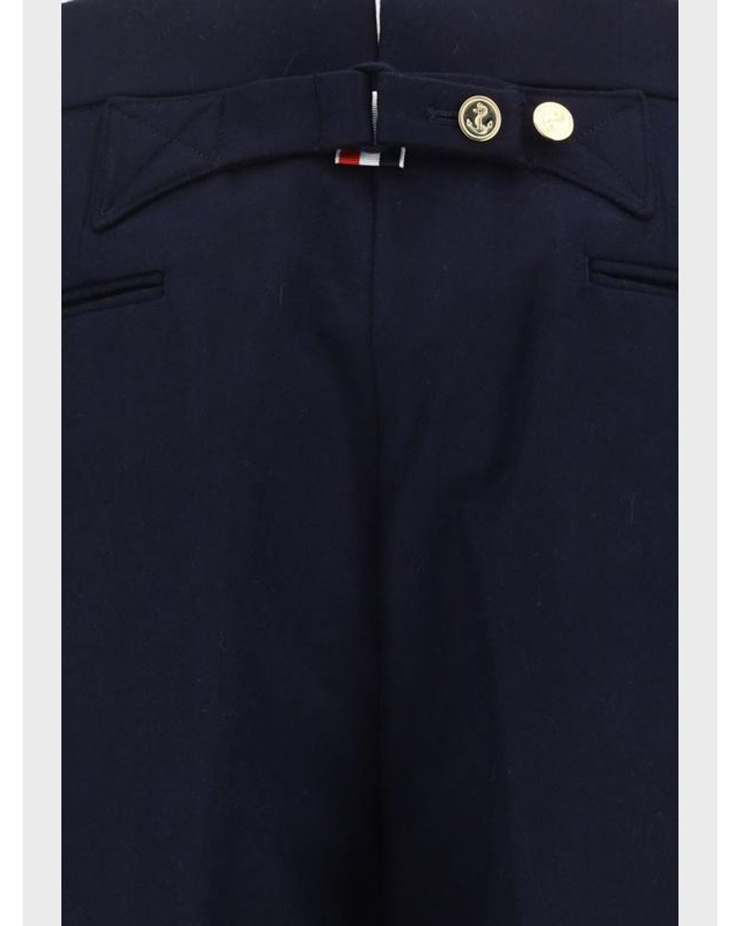 Thom Browne Blue 4-Bar Stripe Detailed Flannel Trousers for men