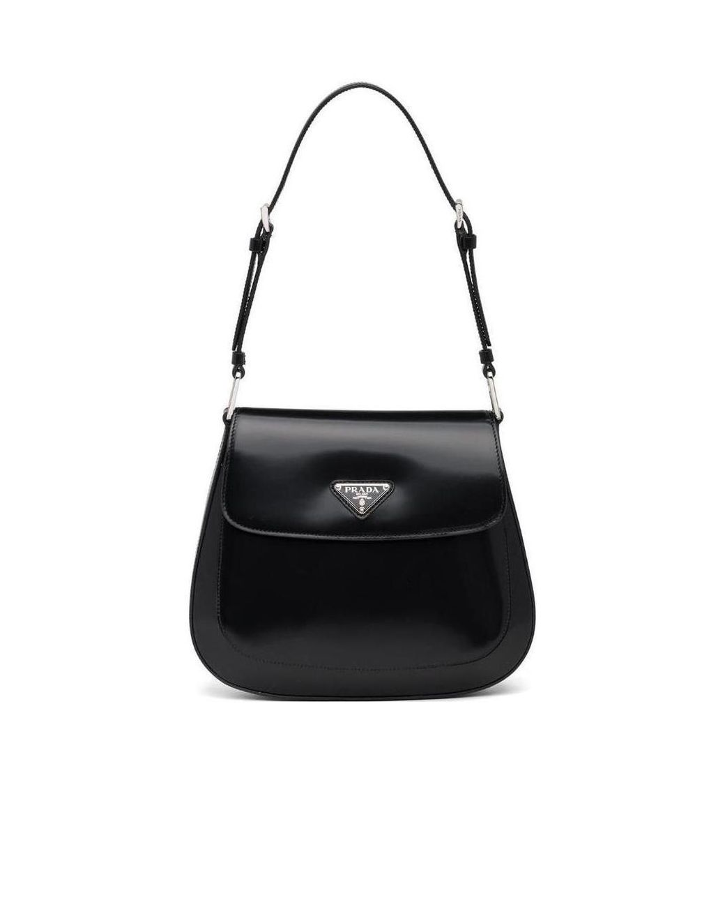 Prada Black Cleo Logo Patch Shoulder Bag