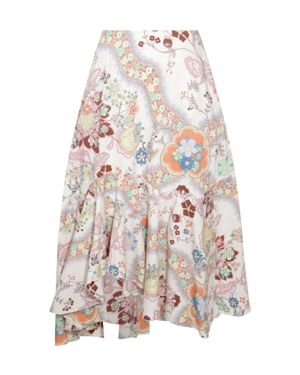 Etro White Paisley Printed Midi Skirt