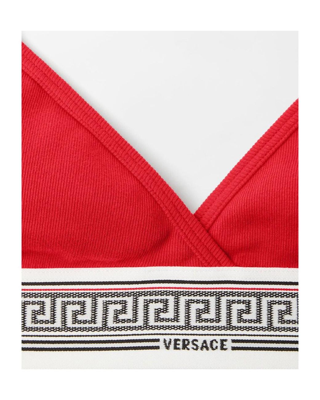 Versace Red Greca Logo Triangle Bra
