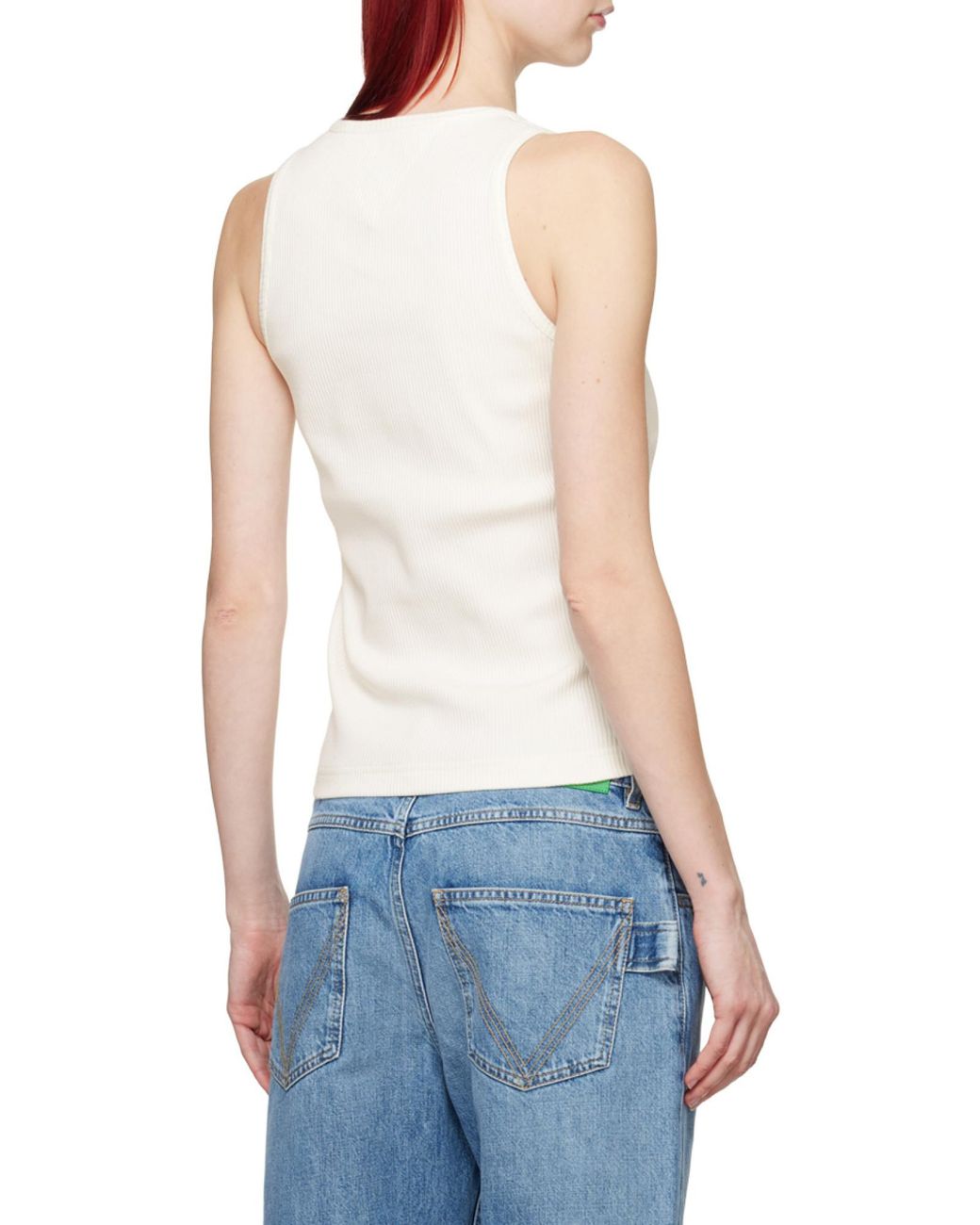 Bottega Veneta White Ribbed Sleeveless Tank Top