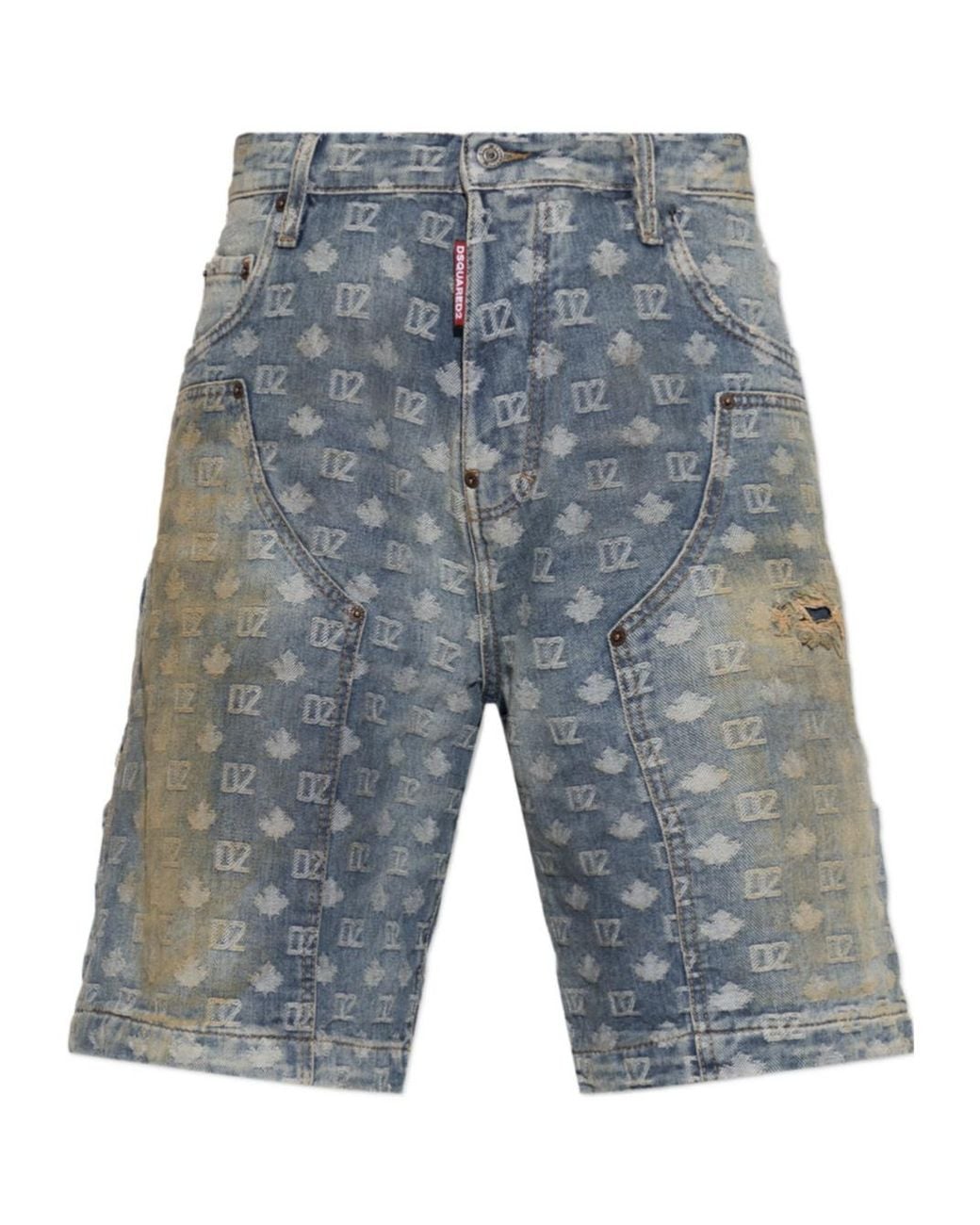 DSquared² Blue Monogram Carpenter Shorts for men