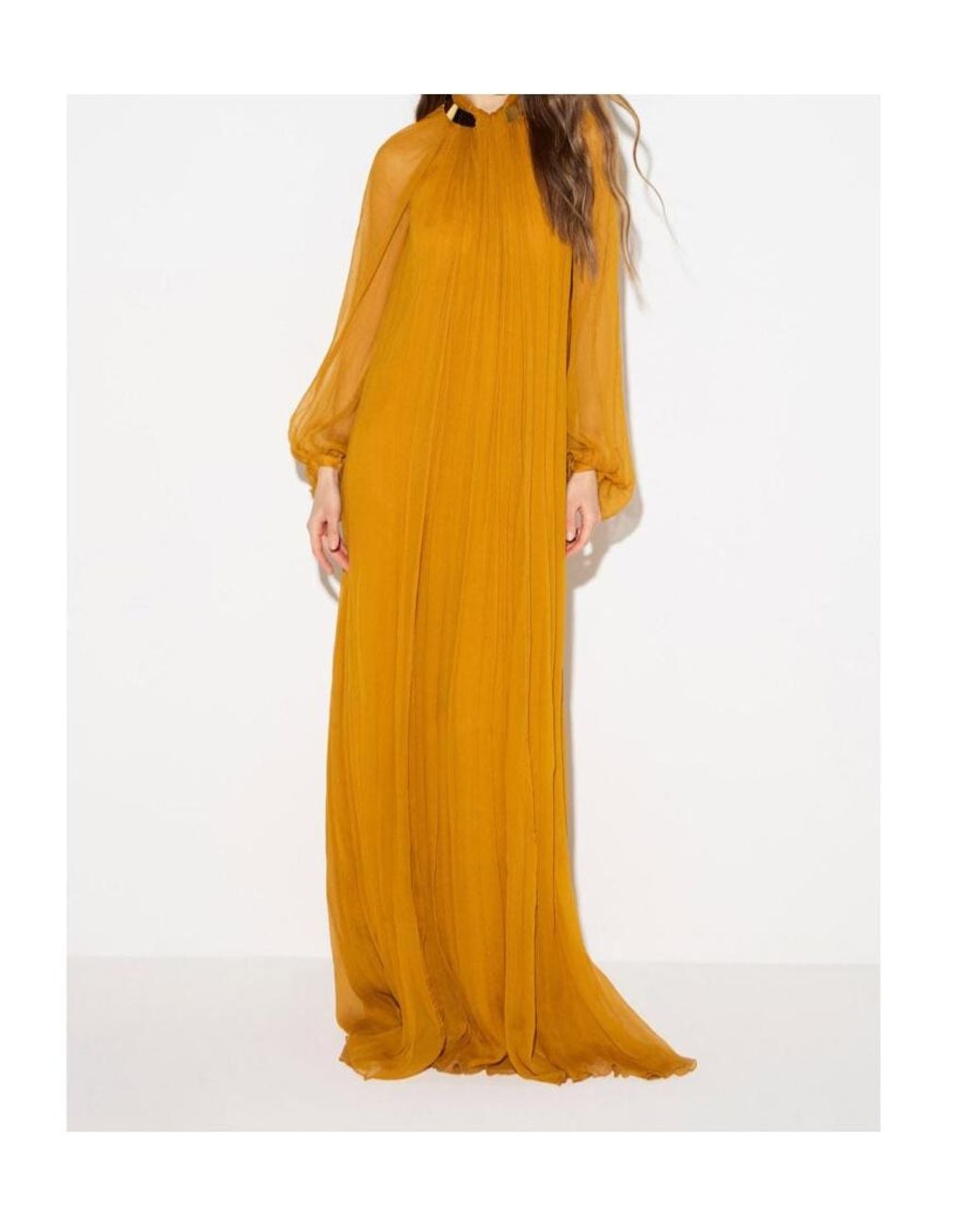 Elisabetta Franchi Orange Pleated Maxi Dress