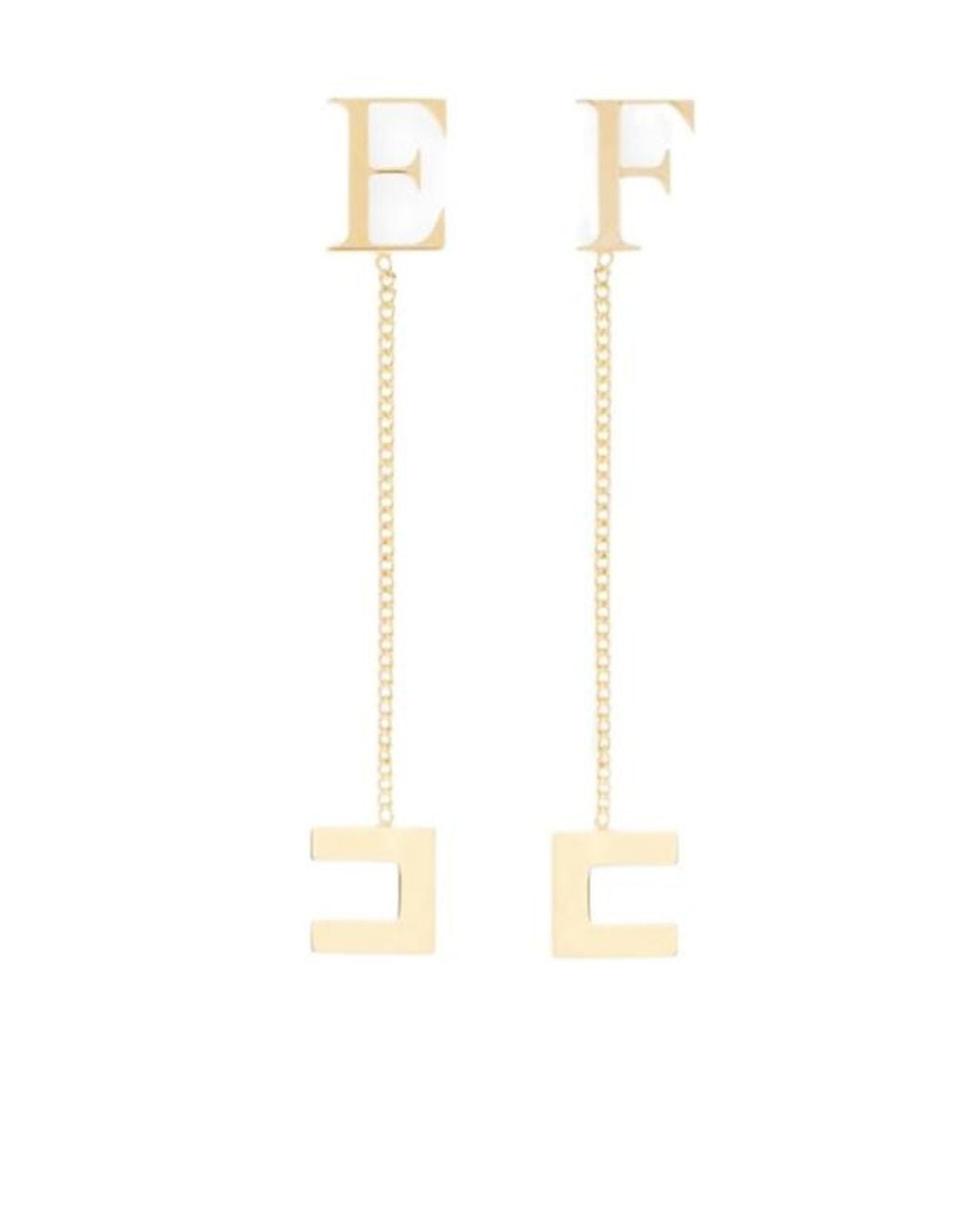 Elisabetta Franchi White Chain Earrings With Logo