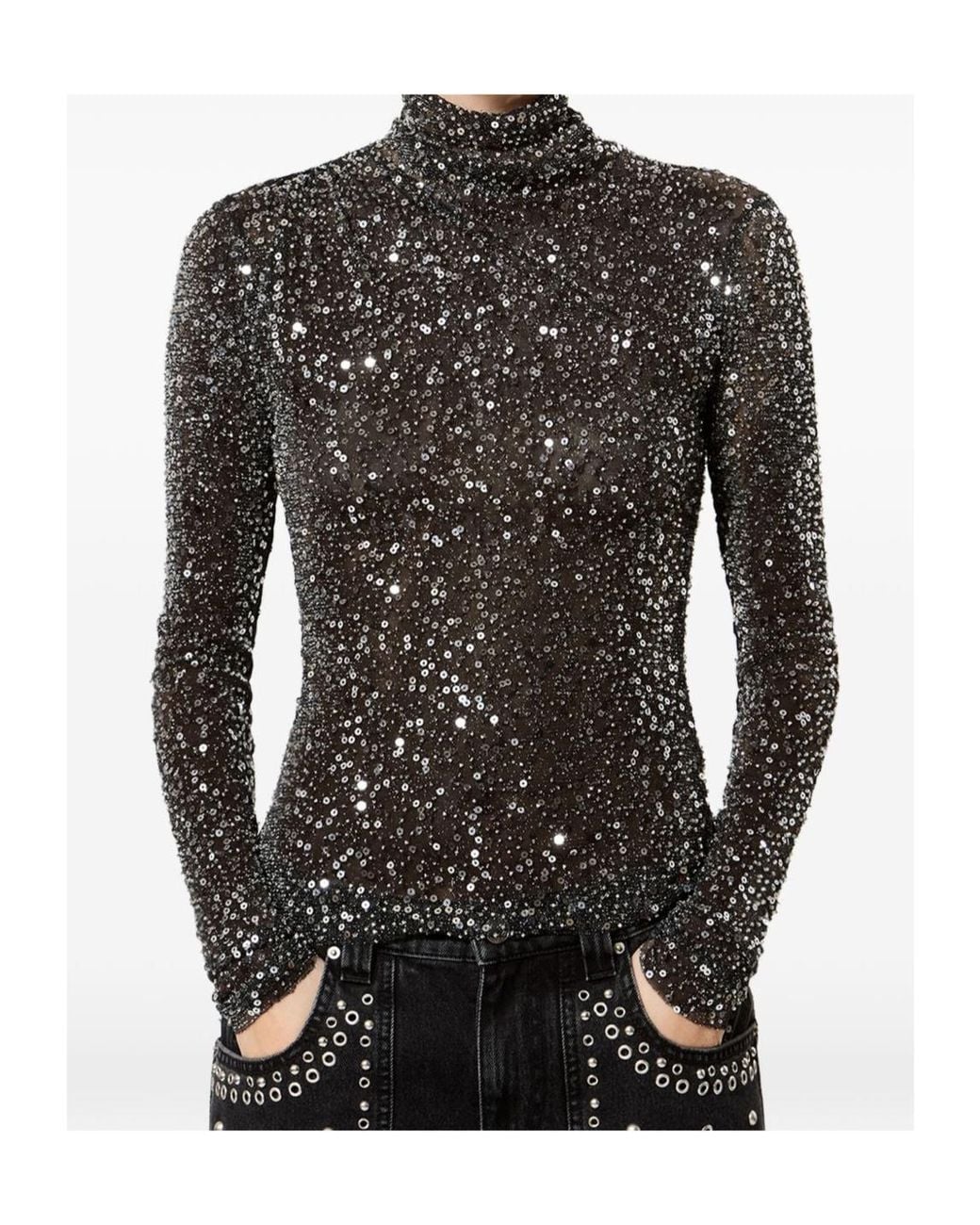 Isabel Marant Black Bead-Embellished Top