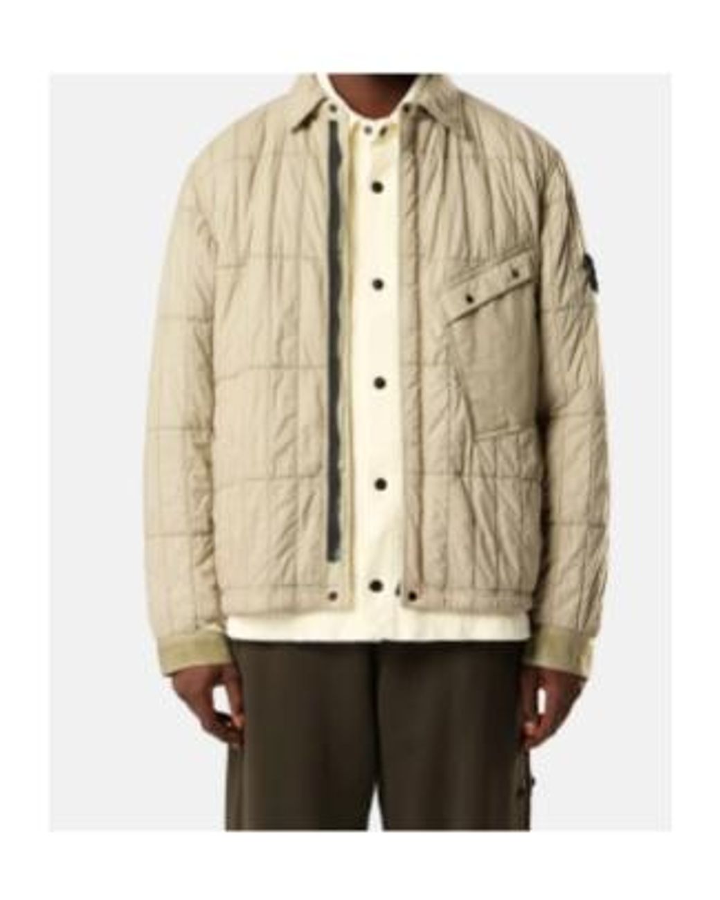 Stone Island Natural Quilted Padded Coach Jacket With Anti-Drop for men