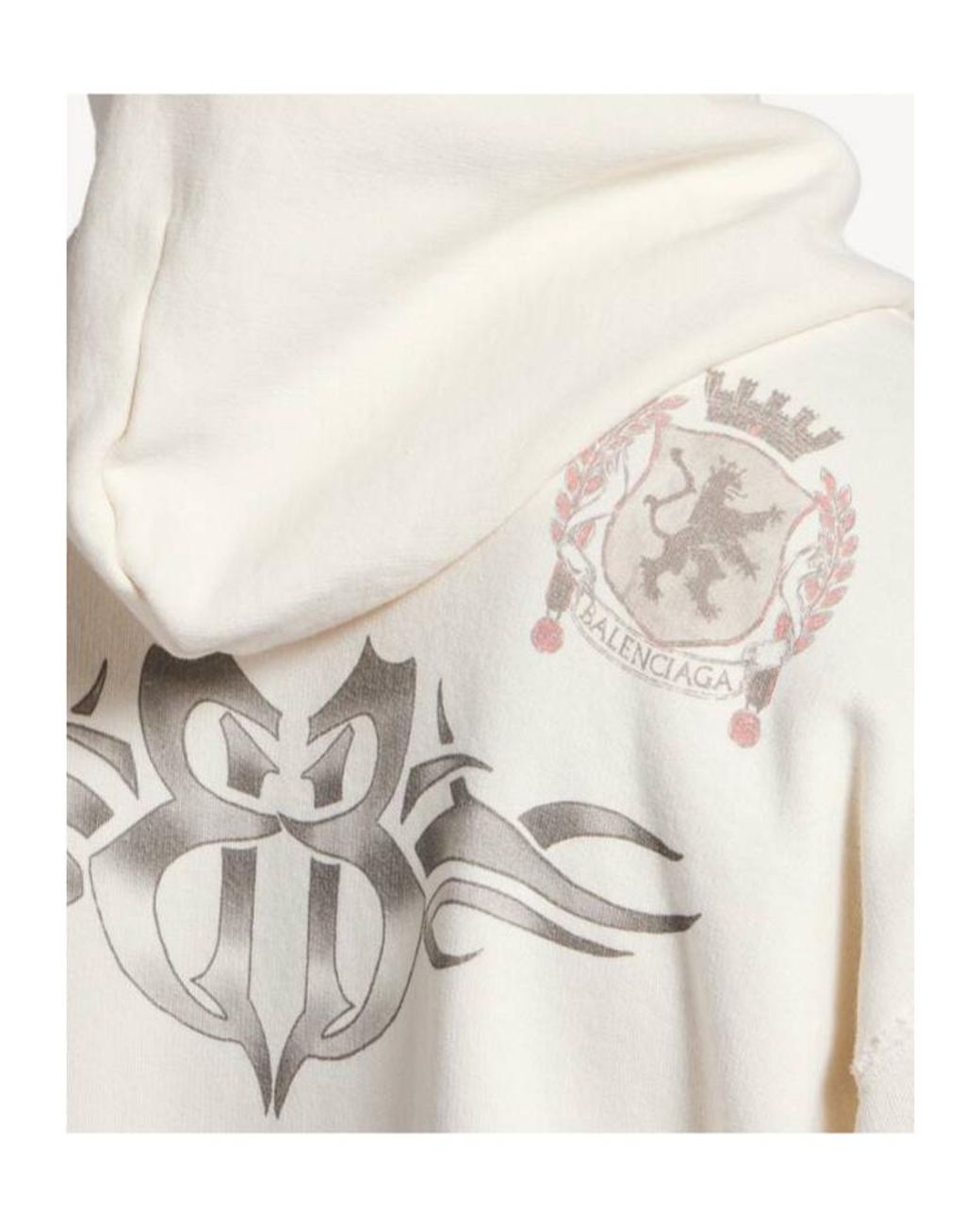 Balenciaga White Tattoo Oversized Zip-Up Hoodie for men