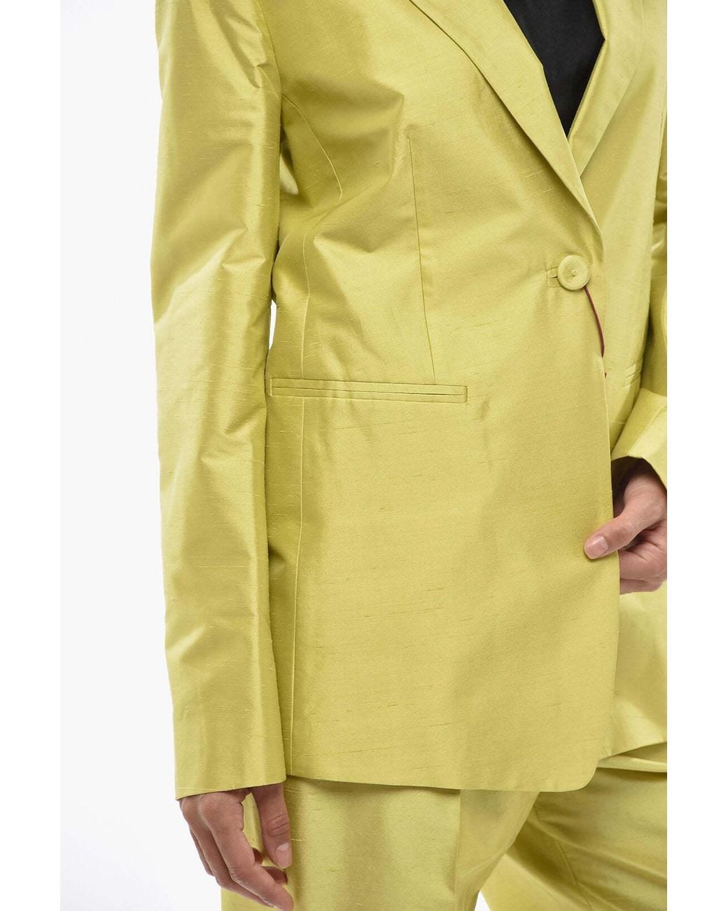 Max Mara Yellow Veranda Covered-Button Blazer