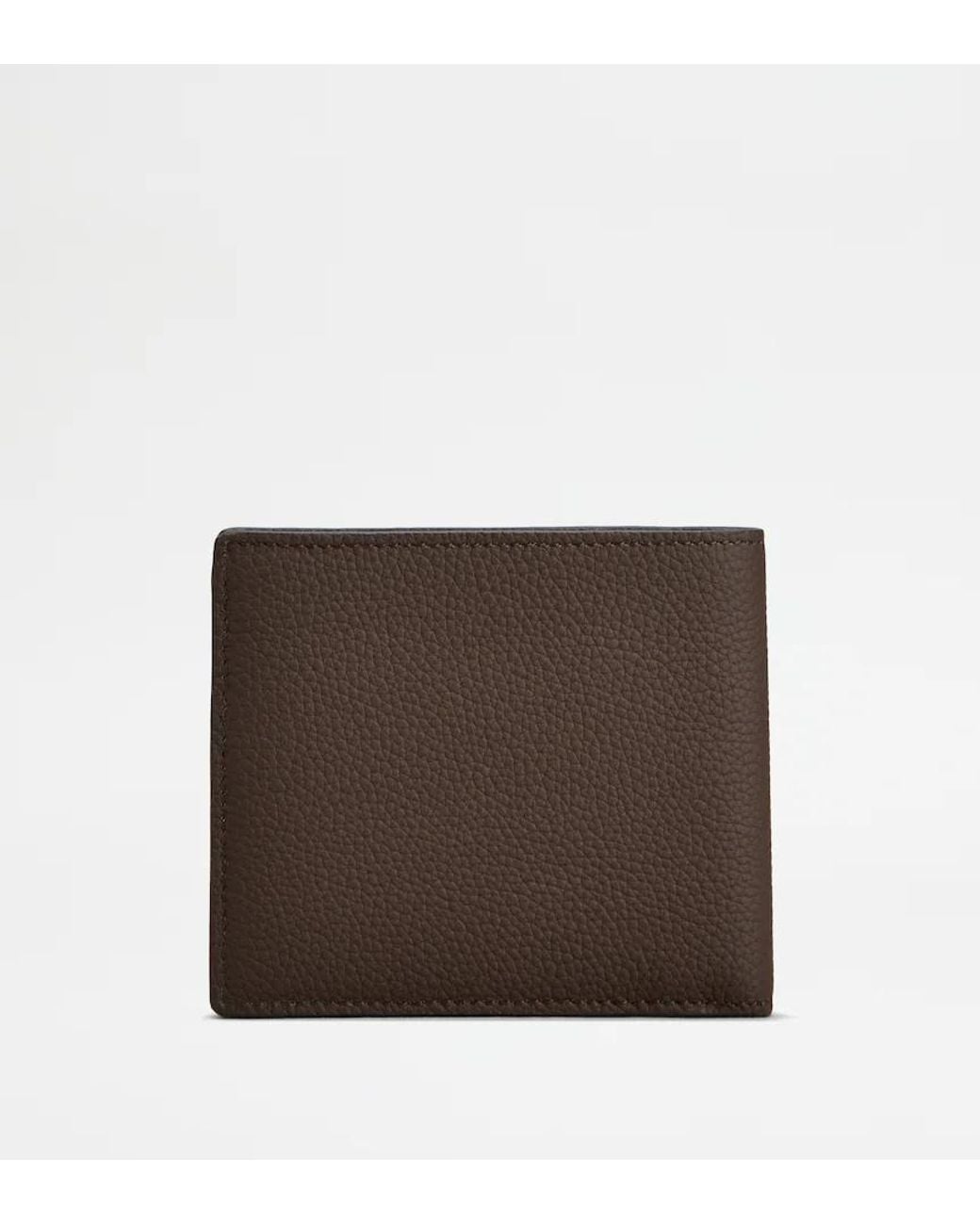 Tod's Brown T Timeless Pebbled Wallet for men