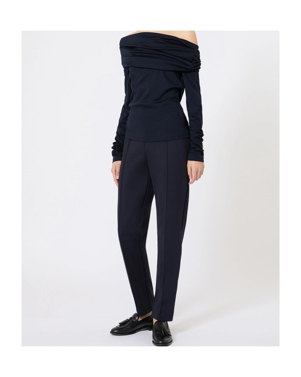 Max Mara Black Off-The-Shoulder Long-Sleeve Top