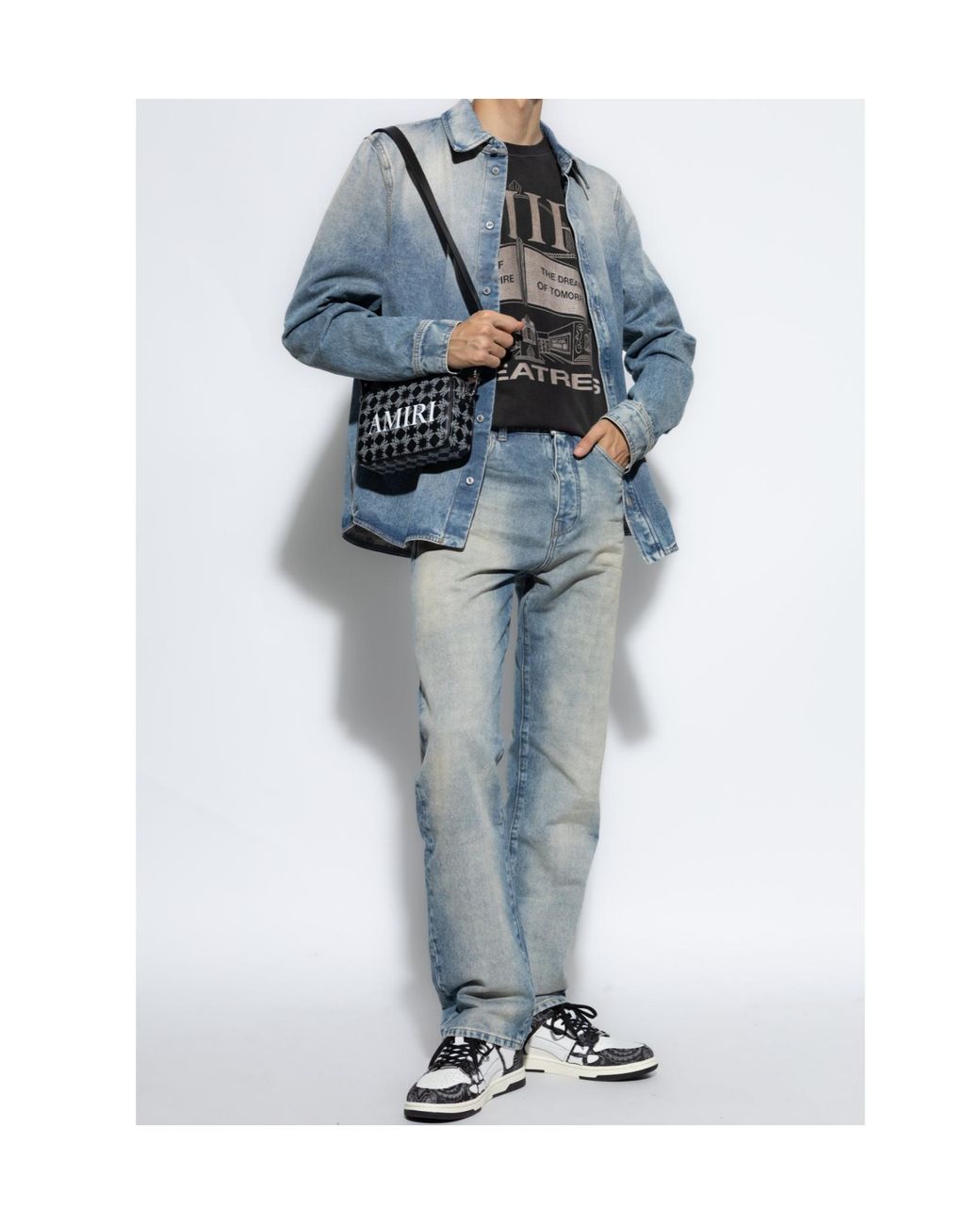 Amiri Blue Ma Quad Cuff Straight Leg Jeans for men