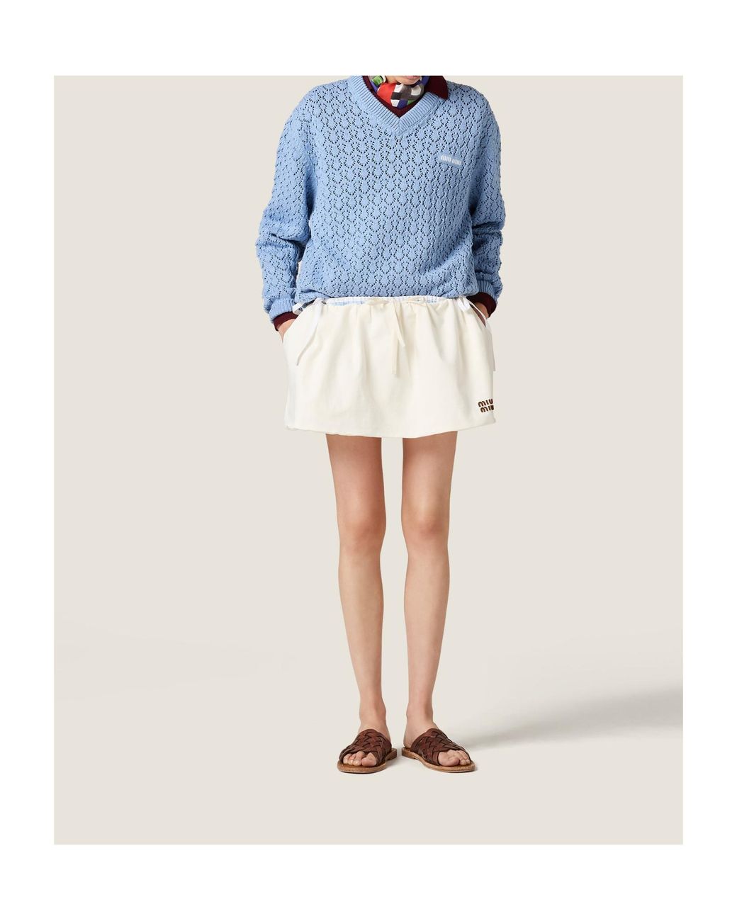 Miu Miu White Gathered Mini Skirt
