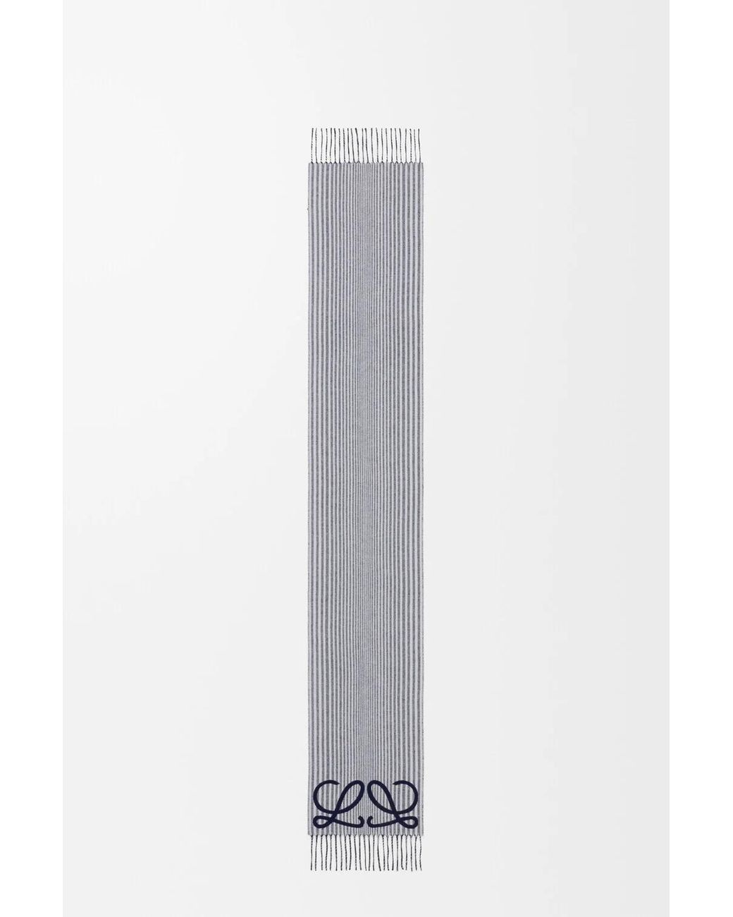 Loewe Blue Anagram Fringed Edge Scarf