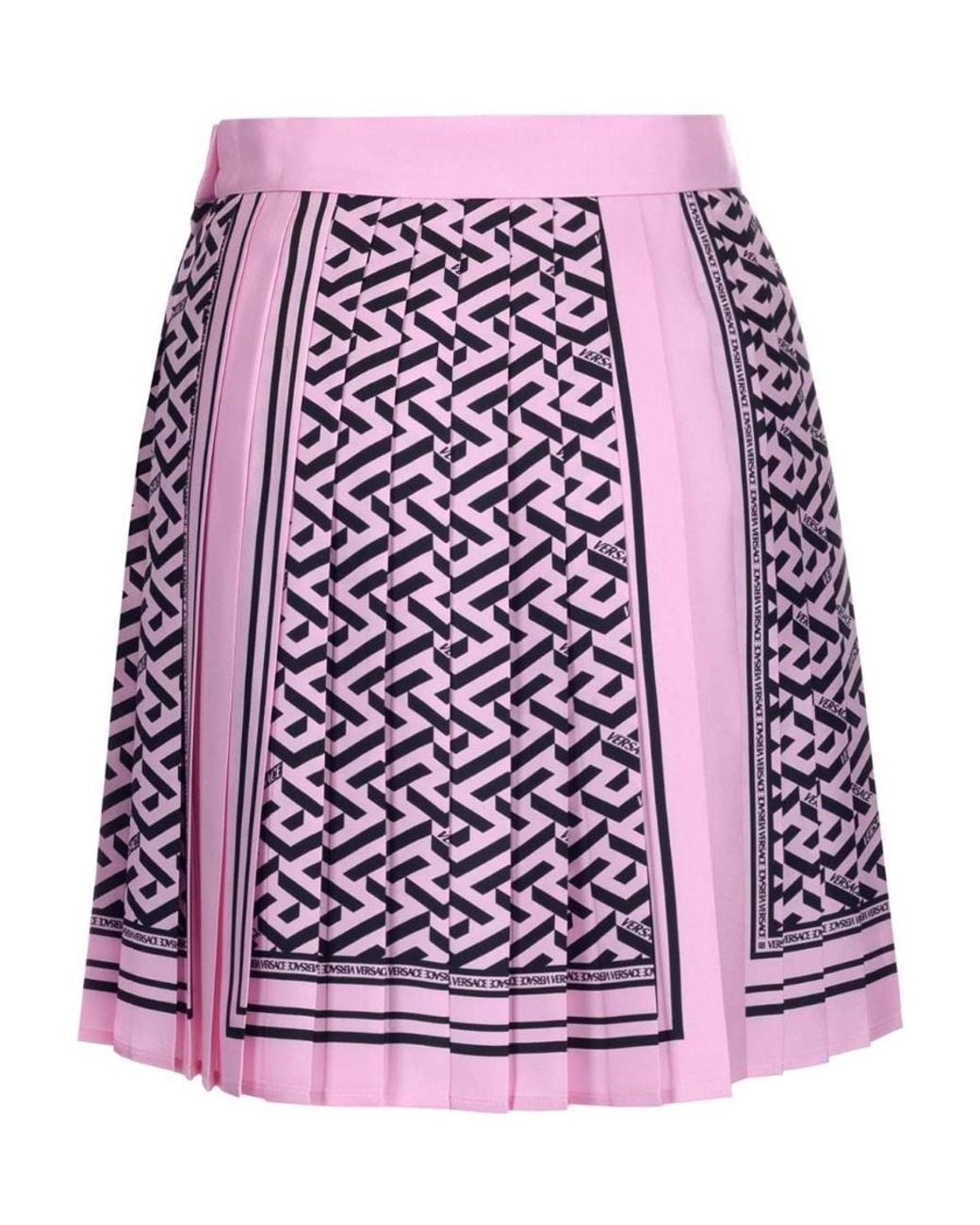 Versace Red La Greca Print Mini Skirt