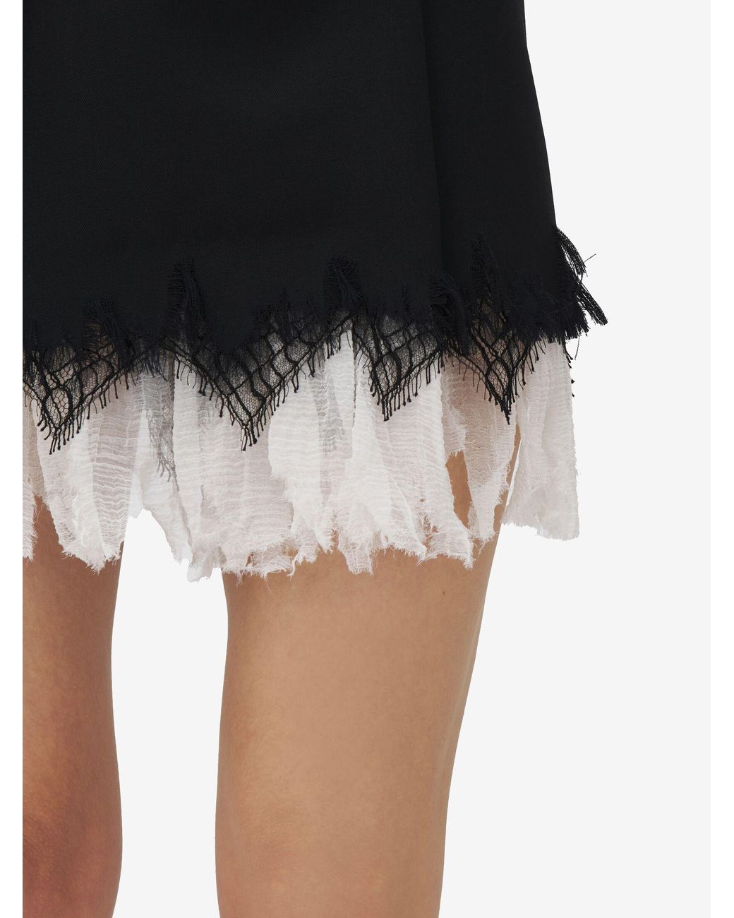 McQueen Black Lace Detailed Mini Skirt