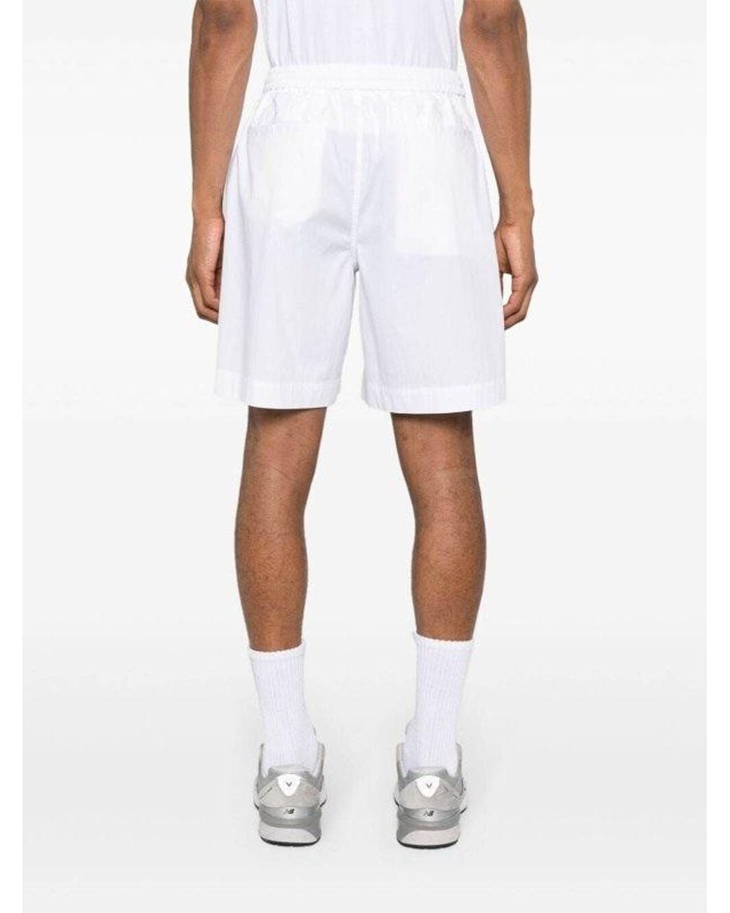 Aspesi White Elasticated-Waist Poplin Shorts for men