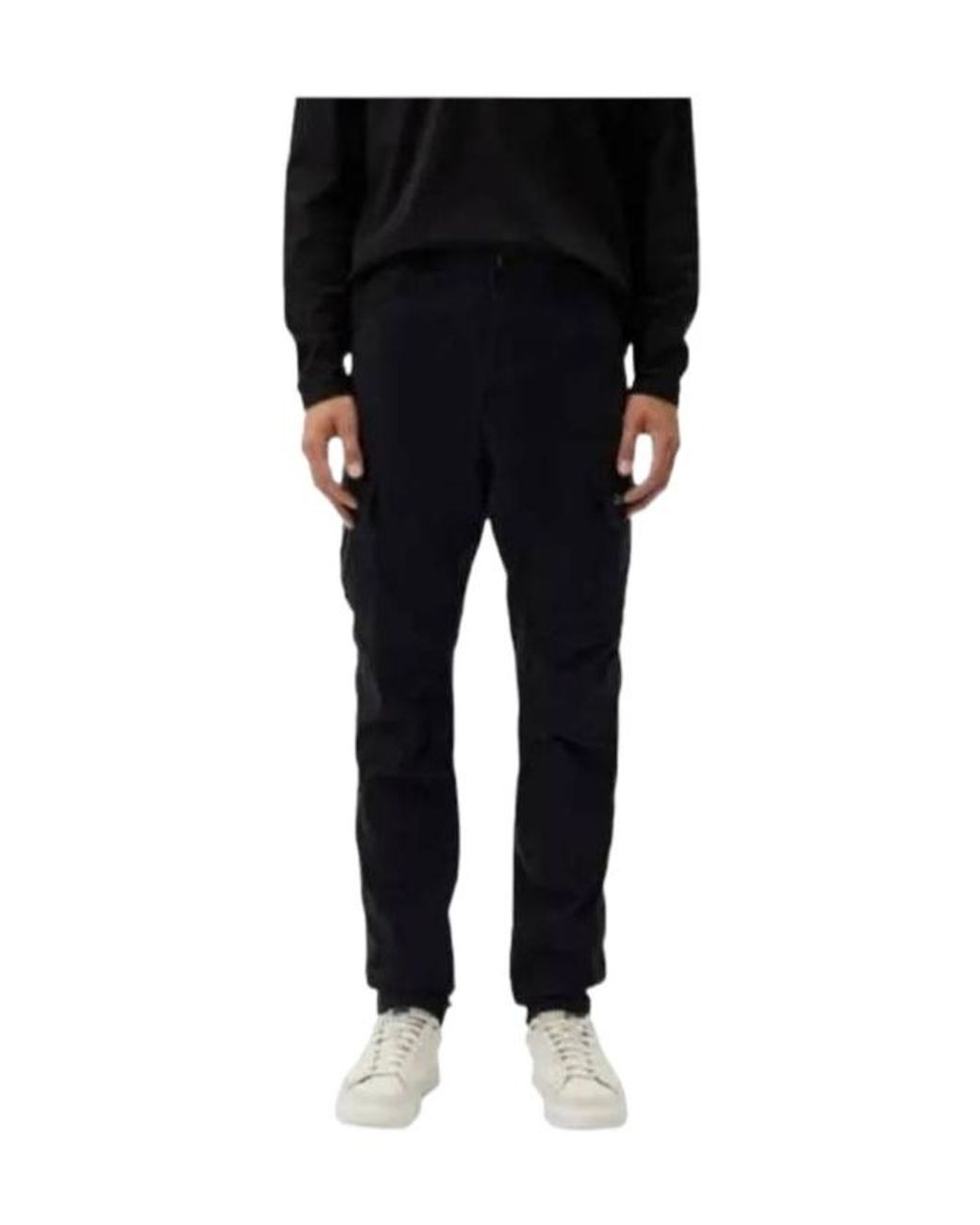 C P Company Black Logo Patch Stretch Cargo Pants for men