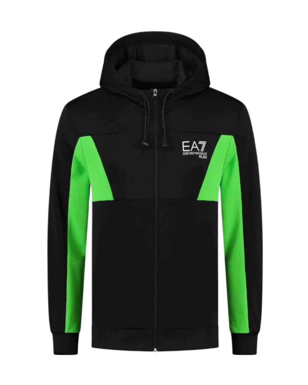 Emporio Armani Green Color-Block Hooded Casual Jacket for men