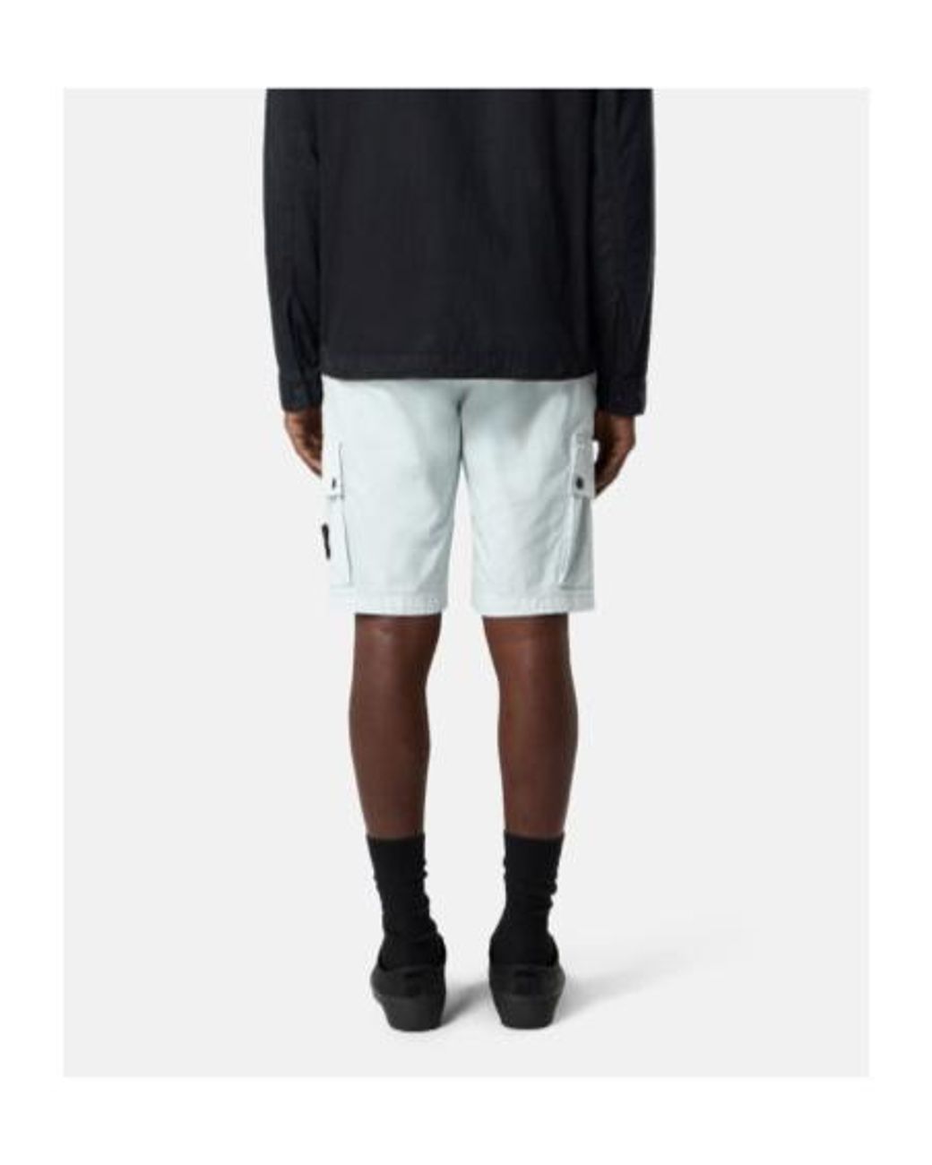 Stone Island White Cargo Bermuda Shorts for men