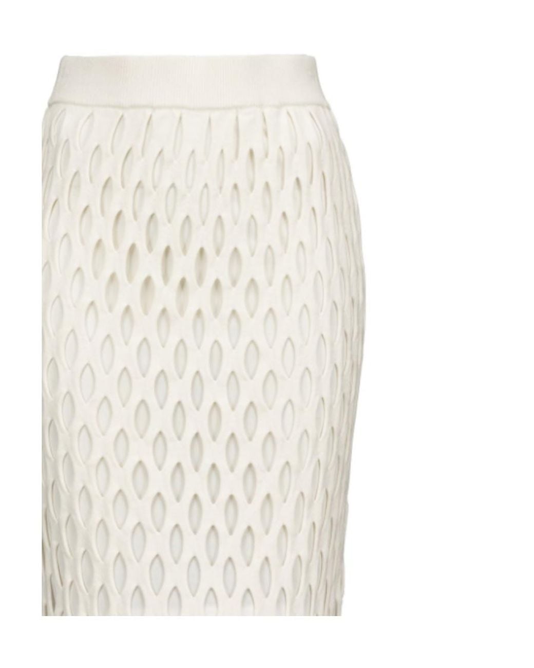 Pinko White Macramé Fringed Skirt