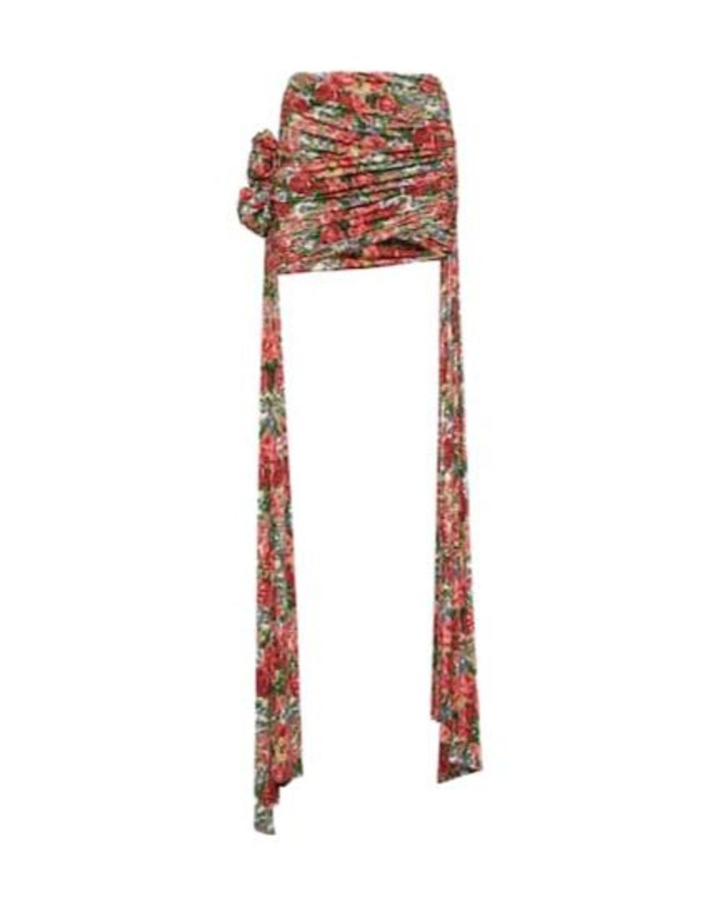 Magda Butrym Orange Floral Draped Miniskirt