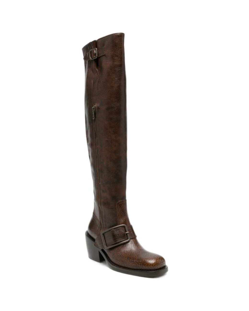 Dries Van Noten Brown Square-Toe Tall Boots