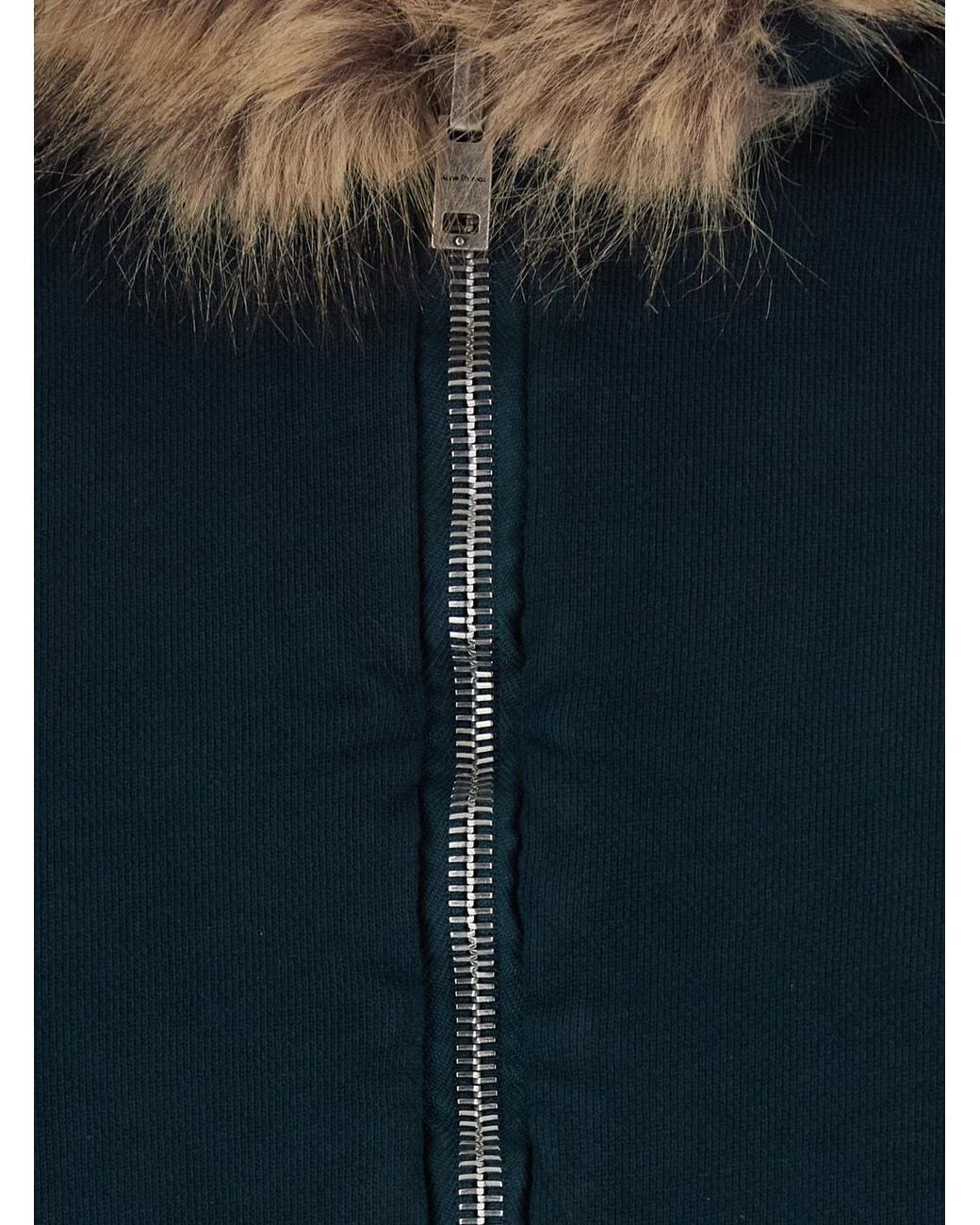 Acne Green Sweater With Faux-Fur Hood