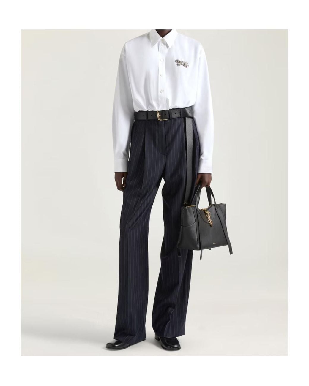 Givenchy Blue Double Pleat Striped Pants