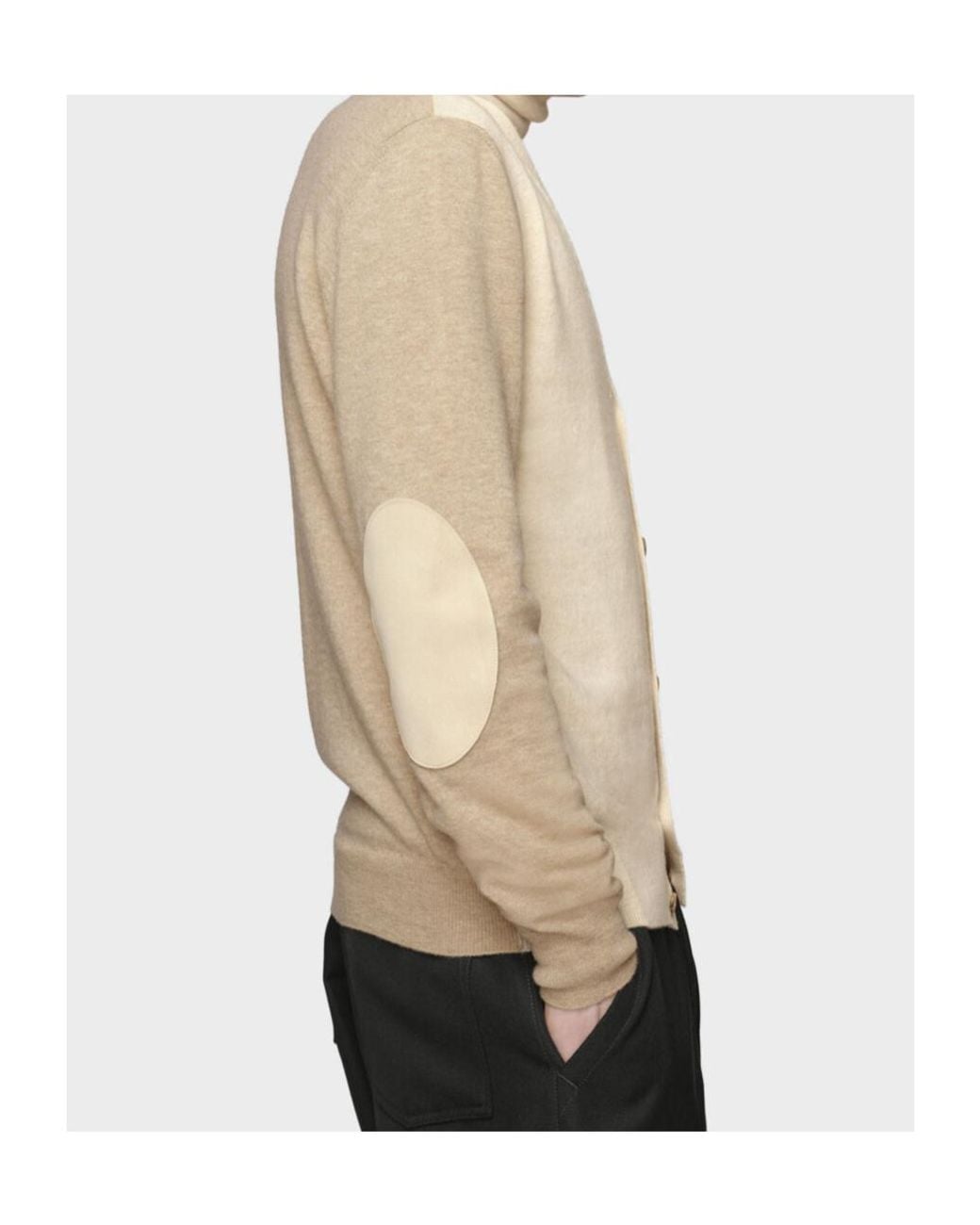Maison Margiela Natural V-Neck Elbow-Patch Cardigan for men