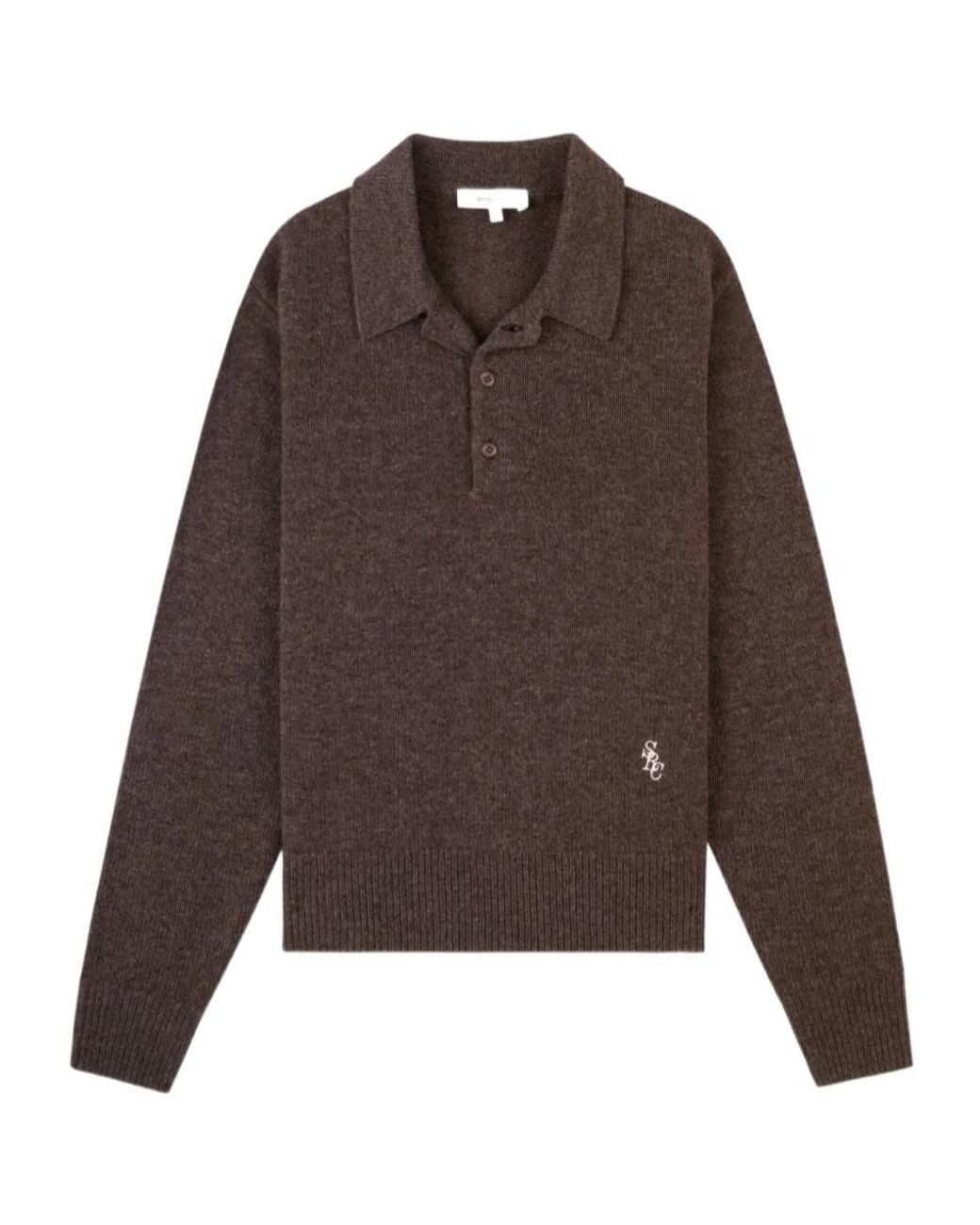 Sporty & Rich Brown Logo Cashmere Polo Shirt