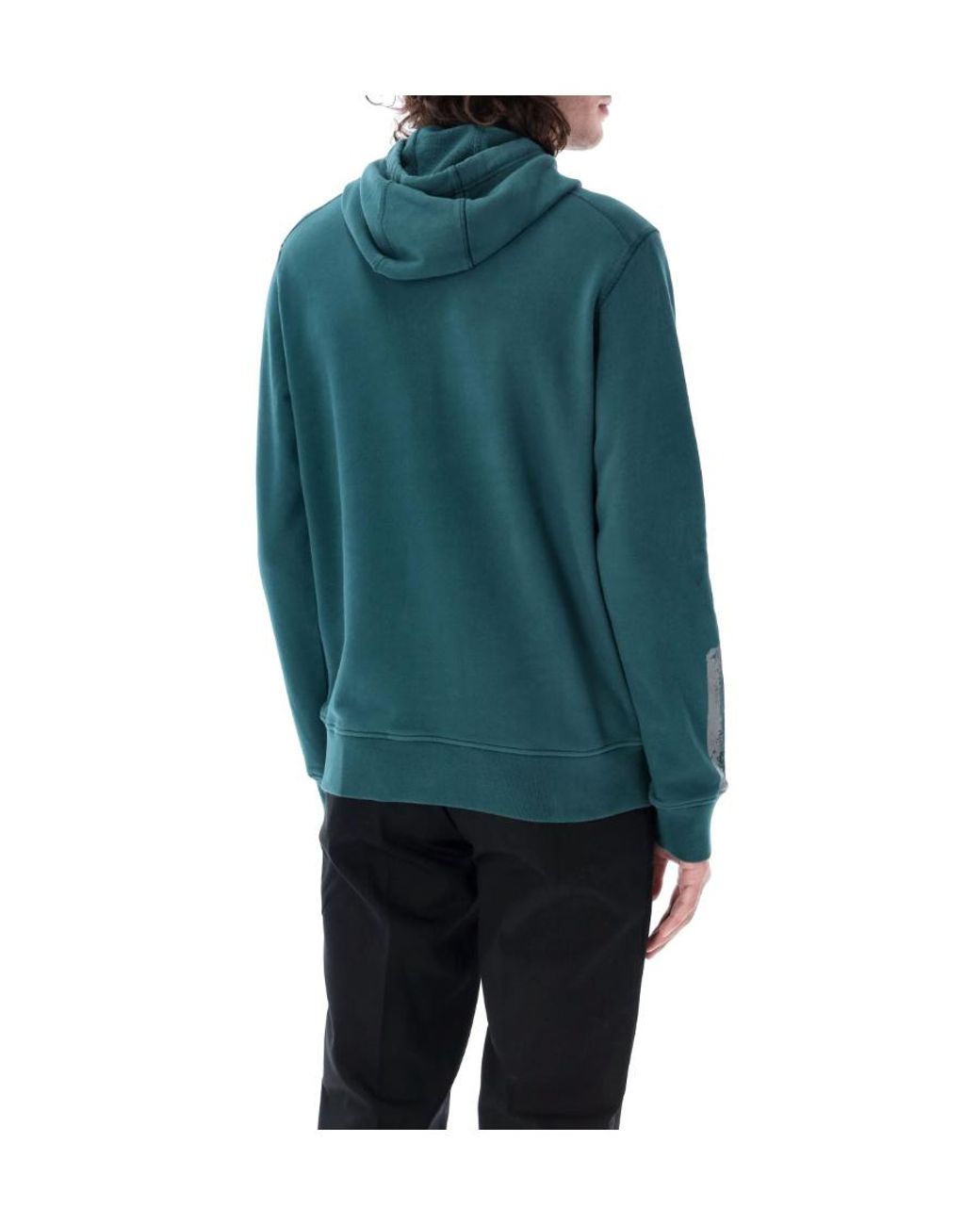 Stone Island Green Compass-Motif Cotton Hoodie for men