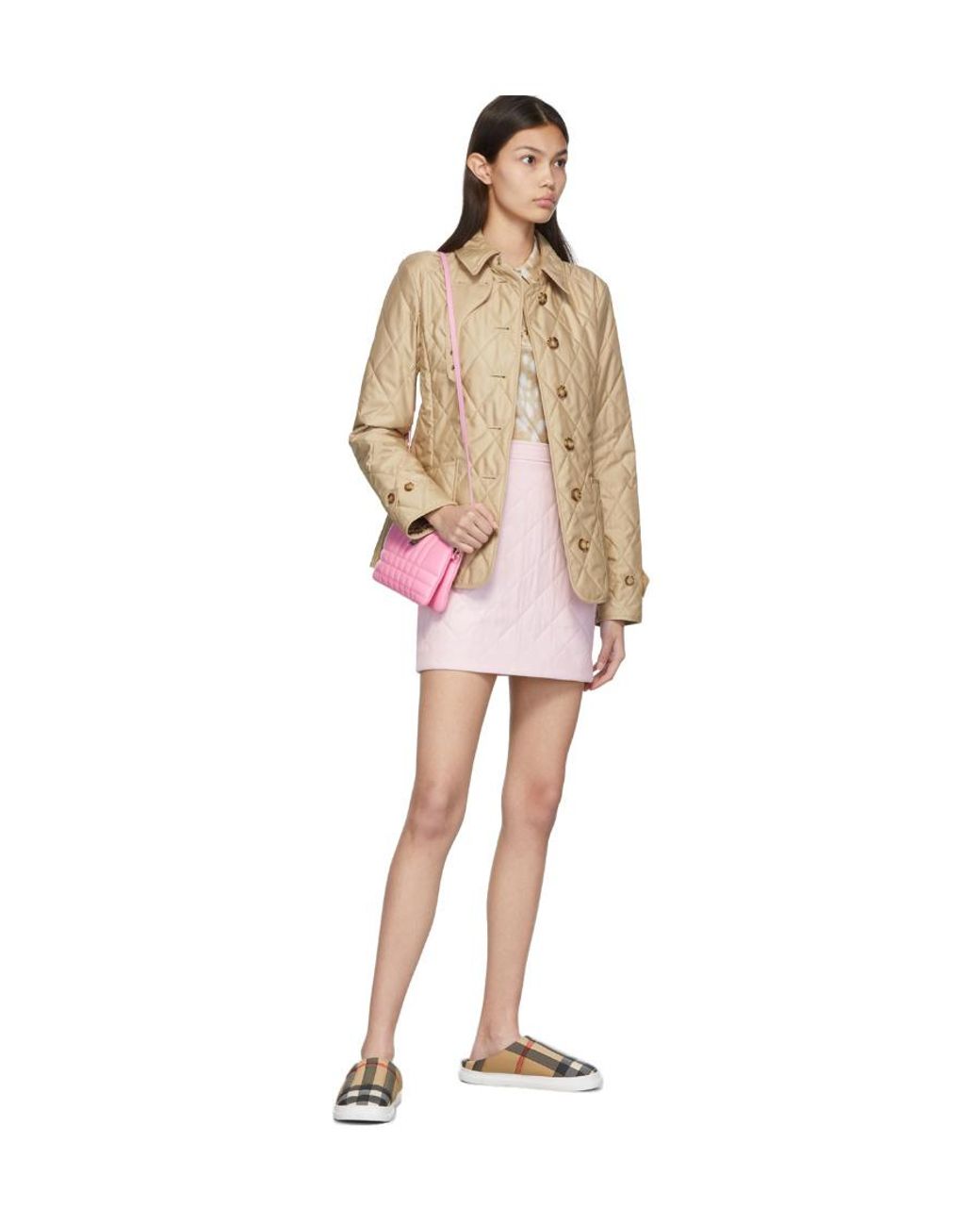Burberry Natural Quilted And Folded Collar Cotton Dress