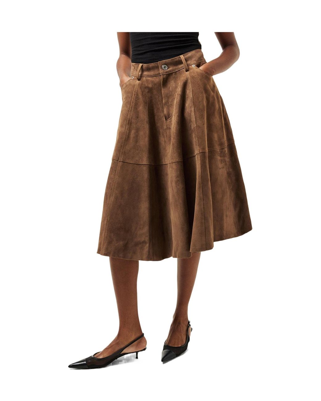 AMI Brown Midi Skirt