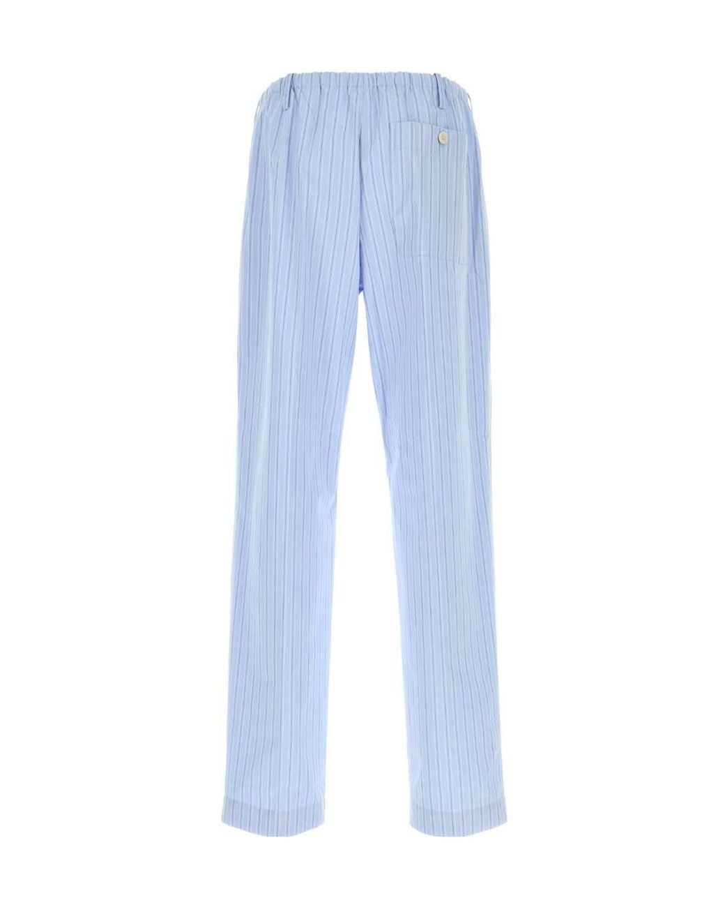 Dries Van Noten Blue Striped Pants for men