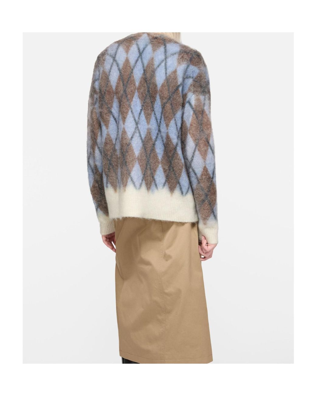 Acne Blue Argyle-Pattern Cardigan