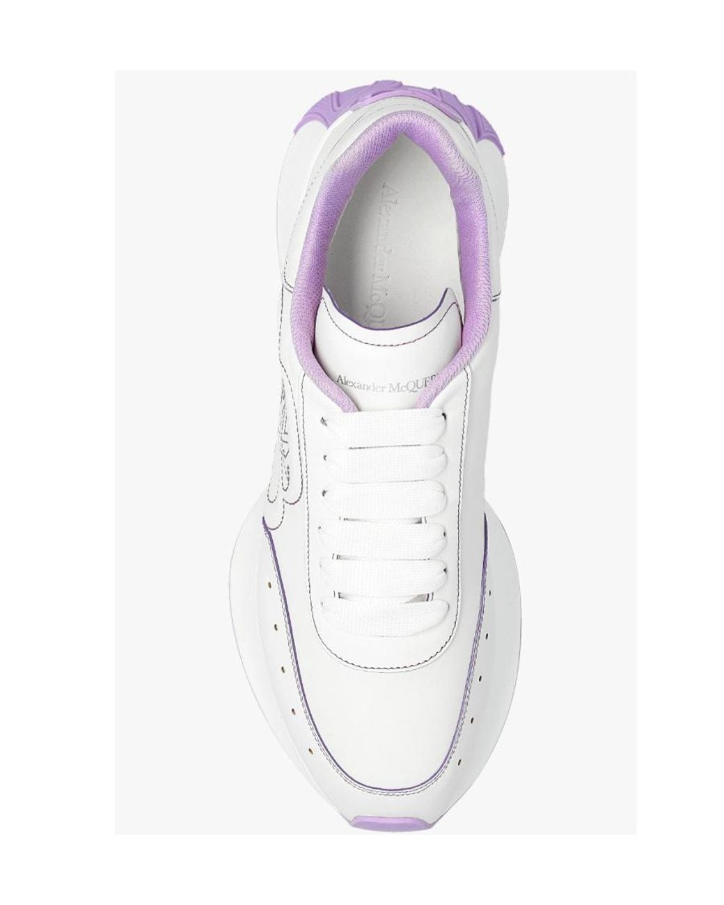 McQueen White Logo Embroidered Lace-Up Sneakers