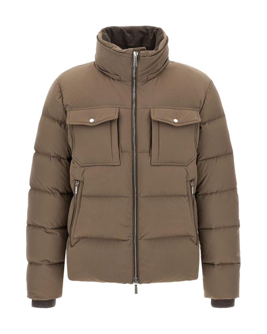 Moorer Brown Hooded Puffer Jacket for men