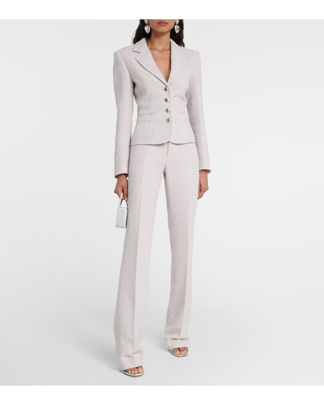 Alessandra Rich Gray Sequined Mid-Rise Straight Pants