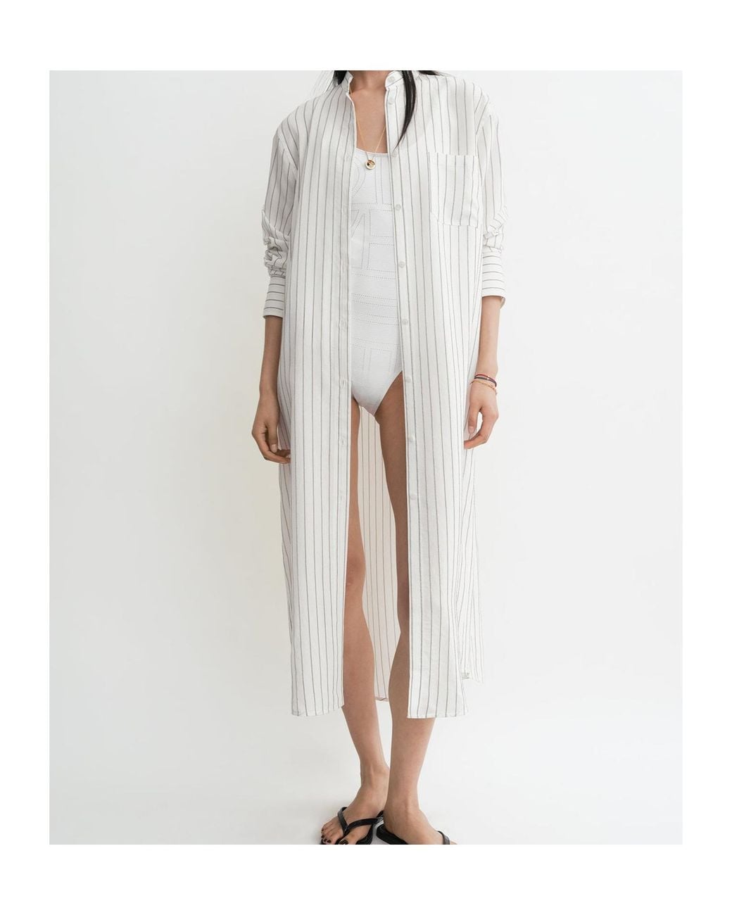Totême White Totême Long-Sleeved Striped Shirt