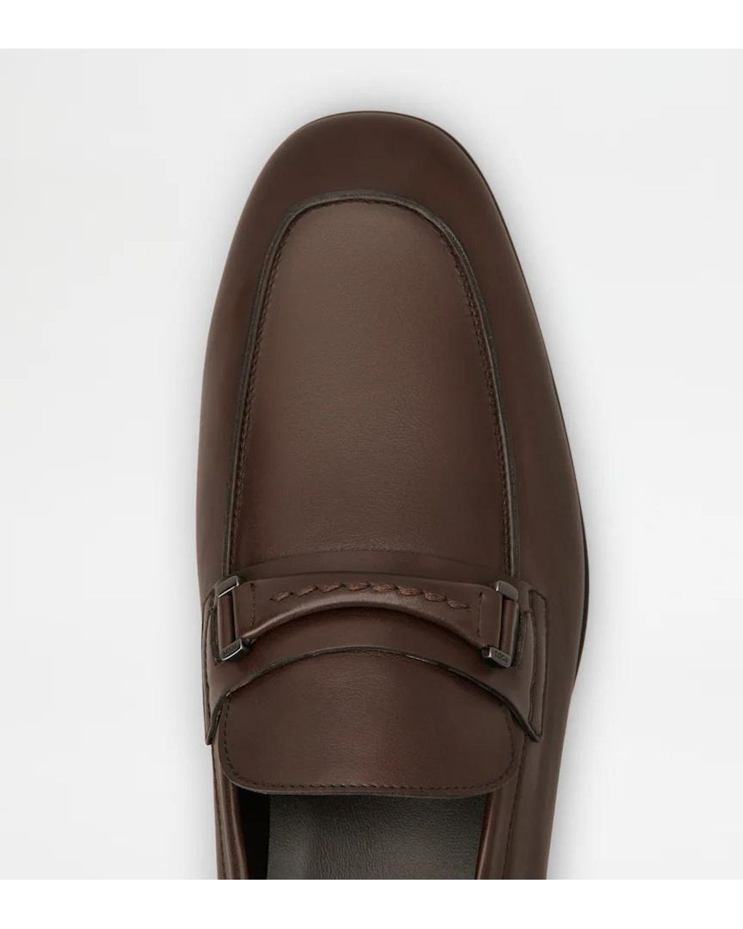 Tod's Brown Strap Leather Loafers for men