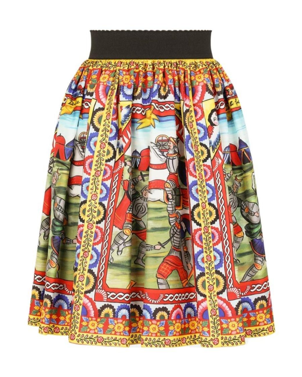 Dolce & Gabbana Red Carretto Patterned Mini Skirt