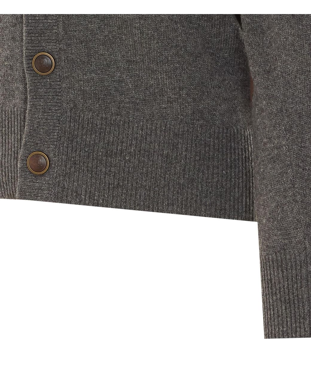 Brunello Cucinelli Gray Buttoned V-Neck Cardigan for men