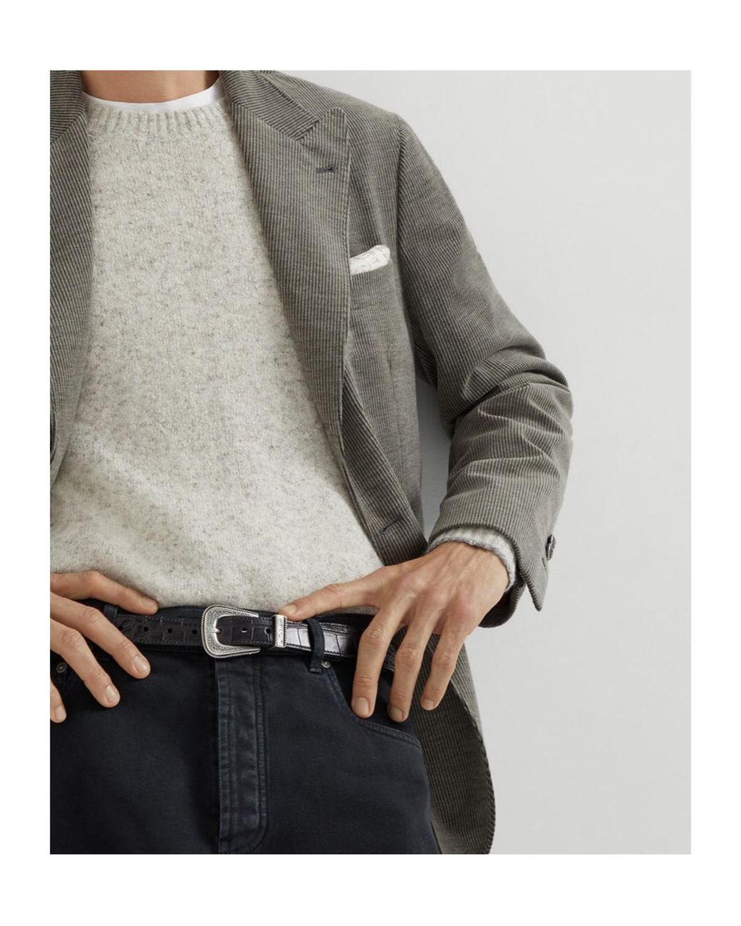 Brunello Cucinelli Gray Striped Blazer for men
