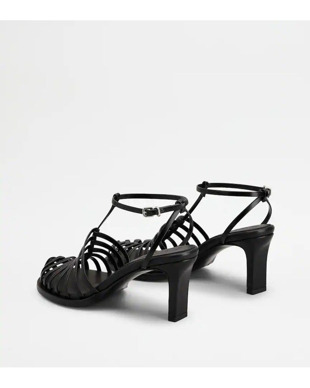 Tod's Black 75Mm Leather Sandals