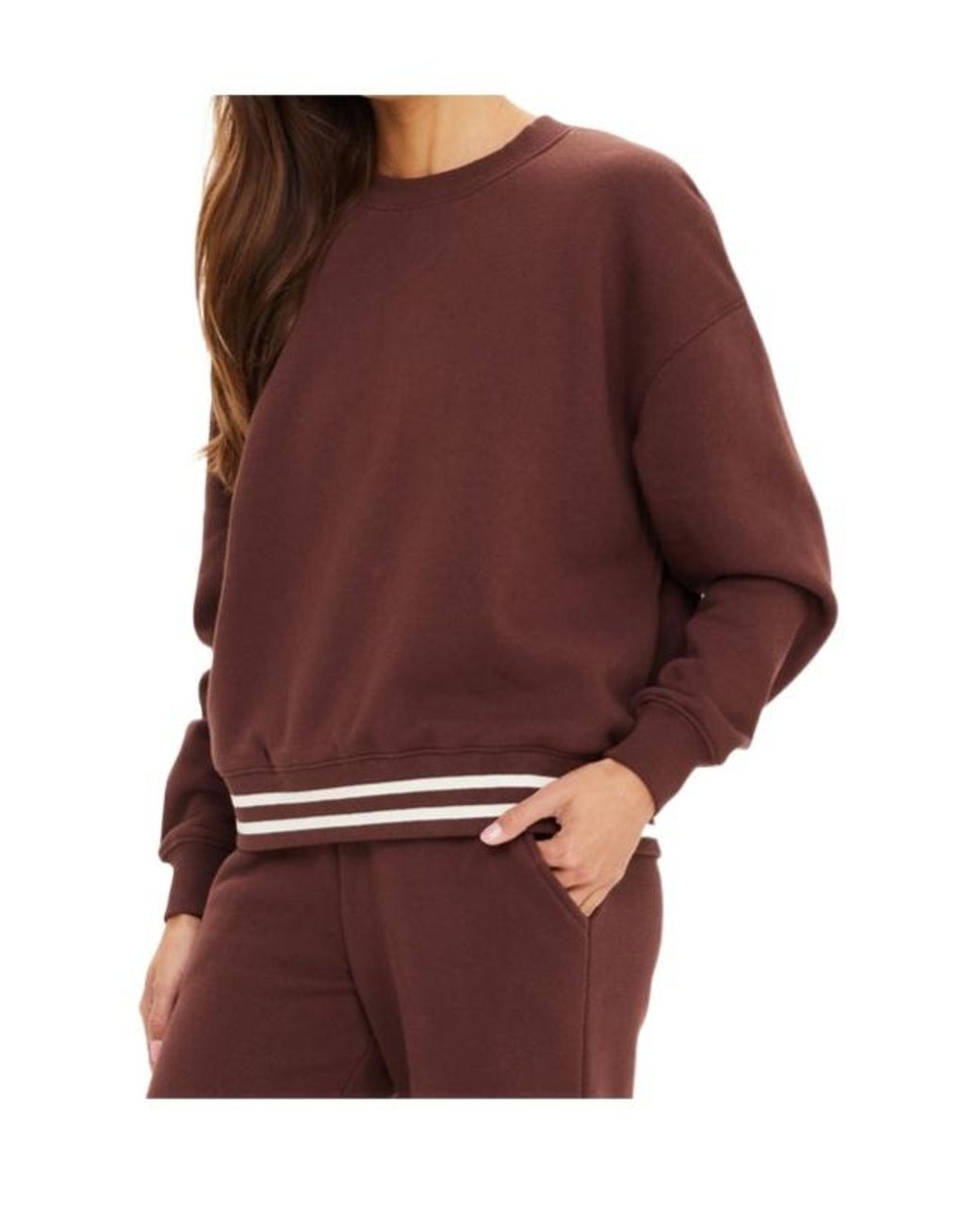The Upside Red Toluca Striped Hem Sweatshirt