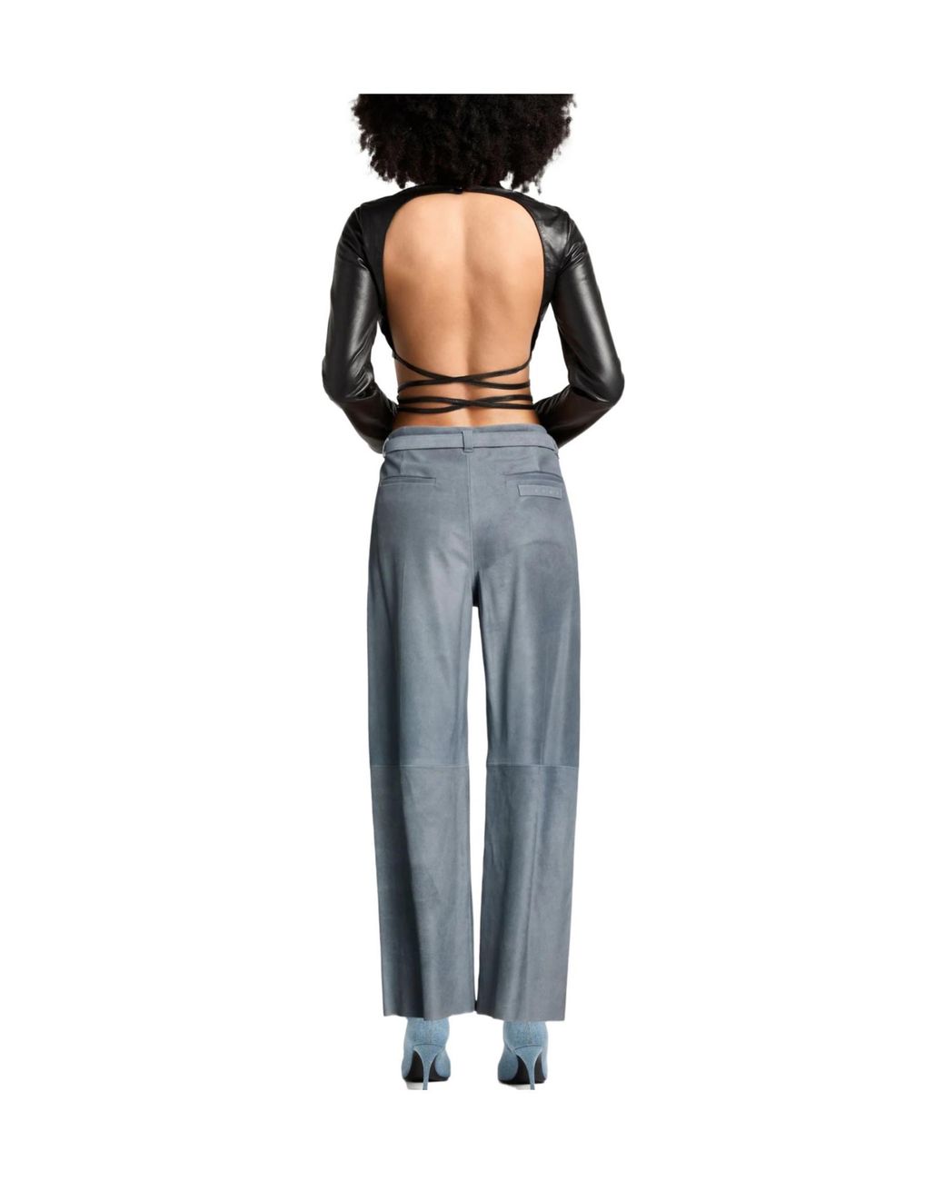 Marni Blue Solid Wide-Leg Trousers